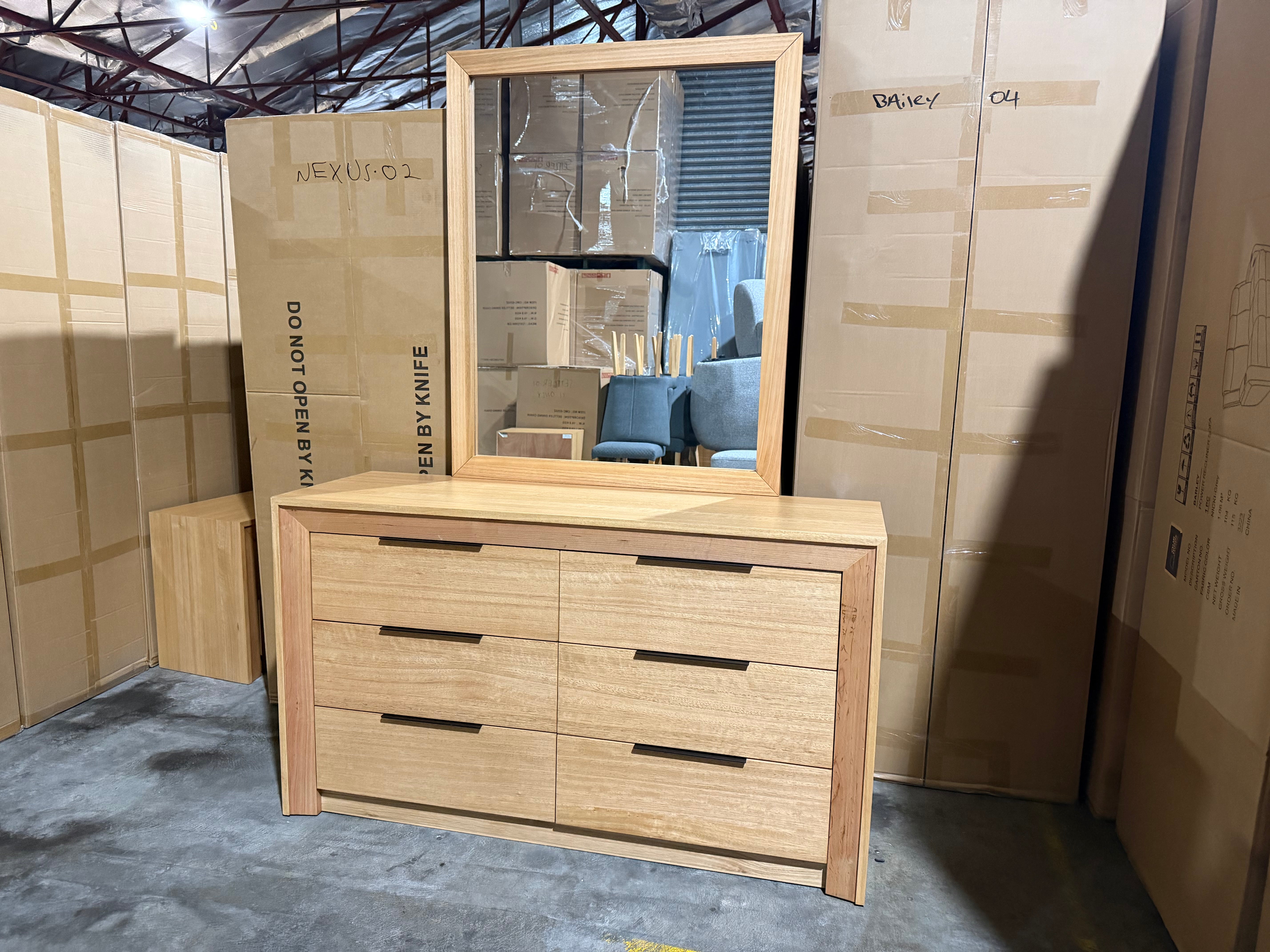 Ottawa Bedroom Range Dressing Table & Mirror In Tassie Oak