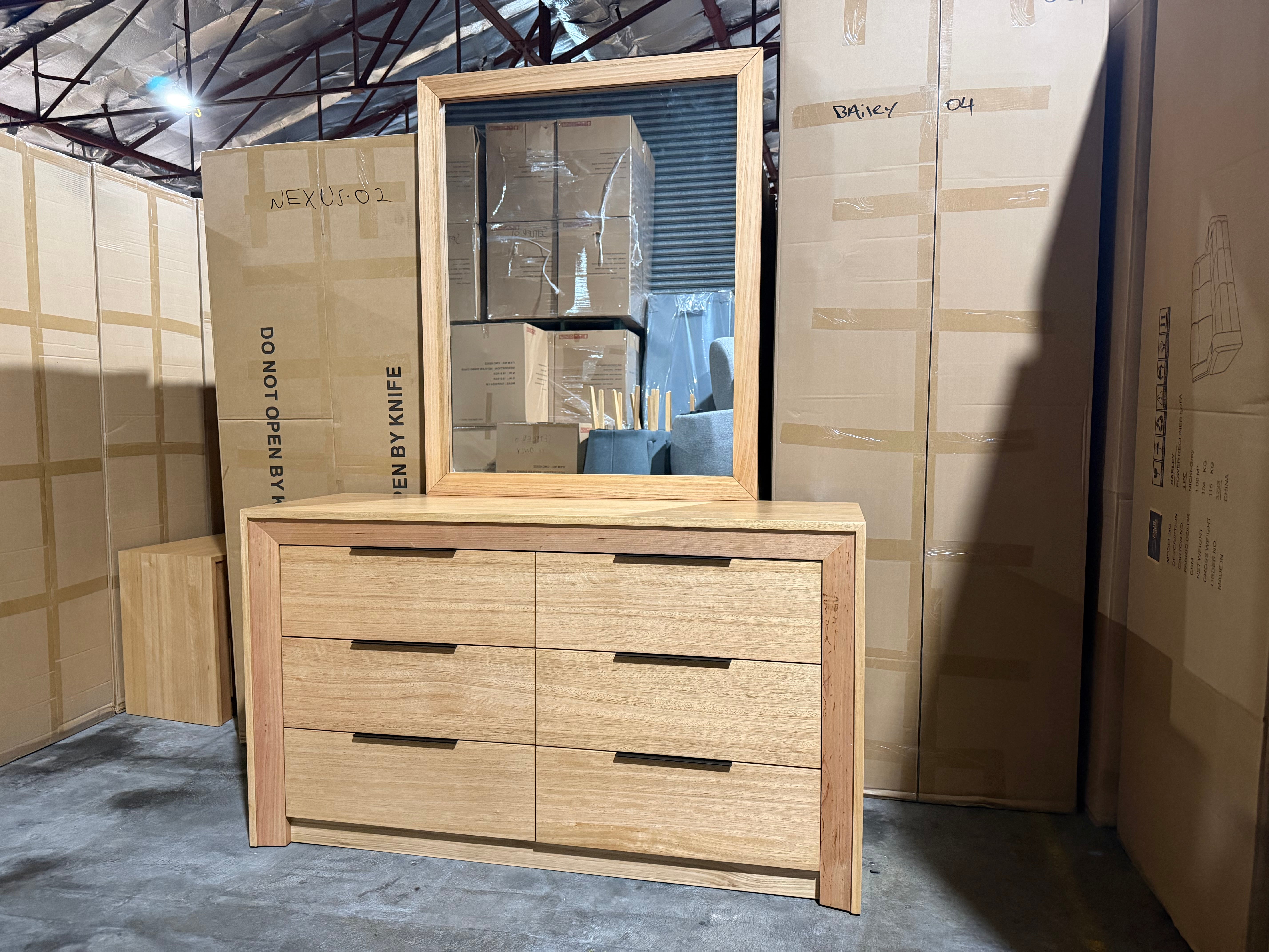 Ottawa Bedroom Range Dressing Table & Mirror In Tassie Oak