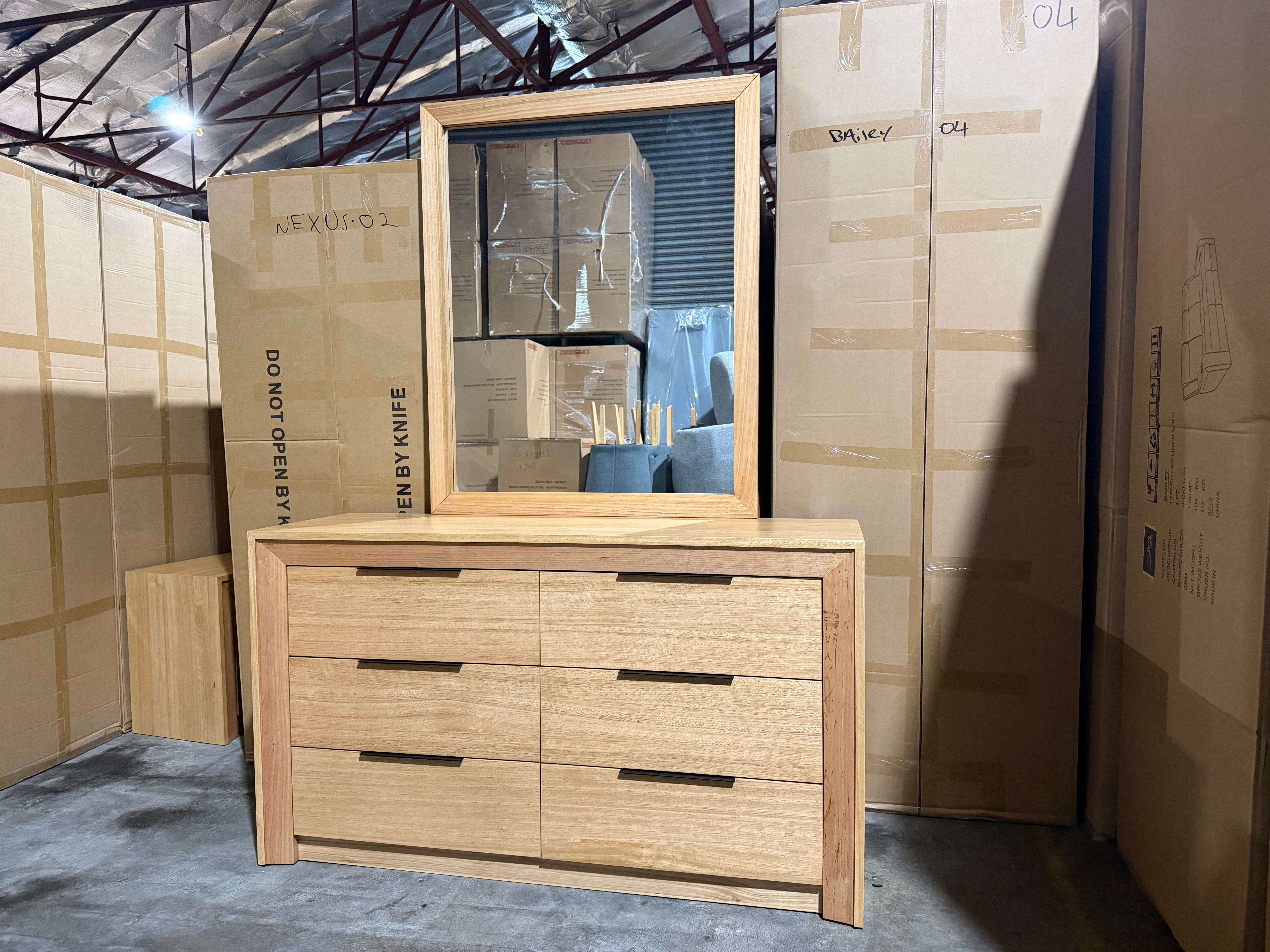 Ottawa Bedroom Range Dressing Table & Mirror In Tassie Oak