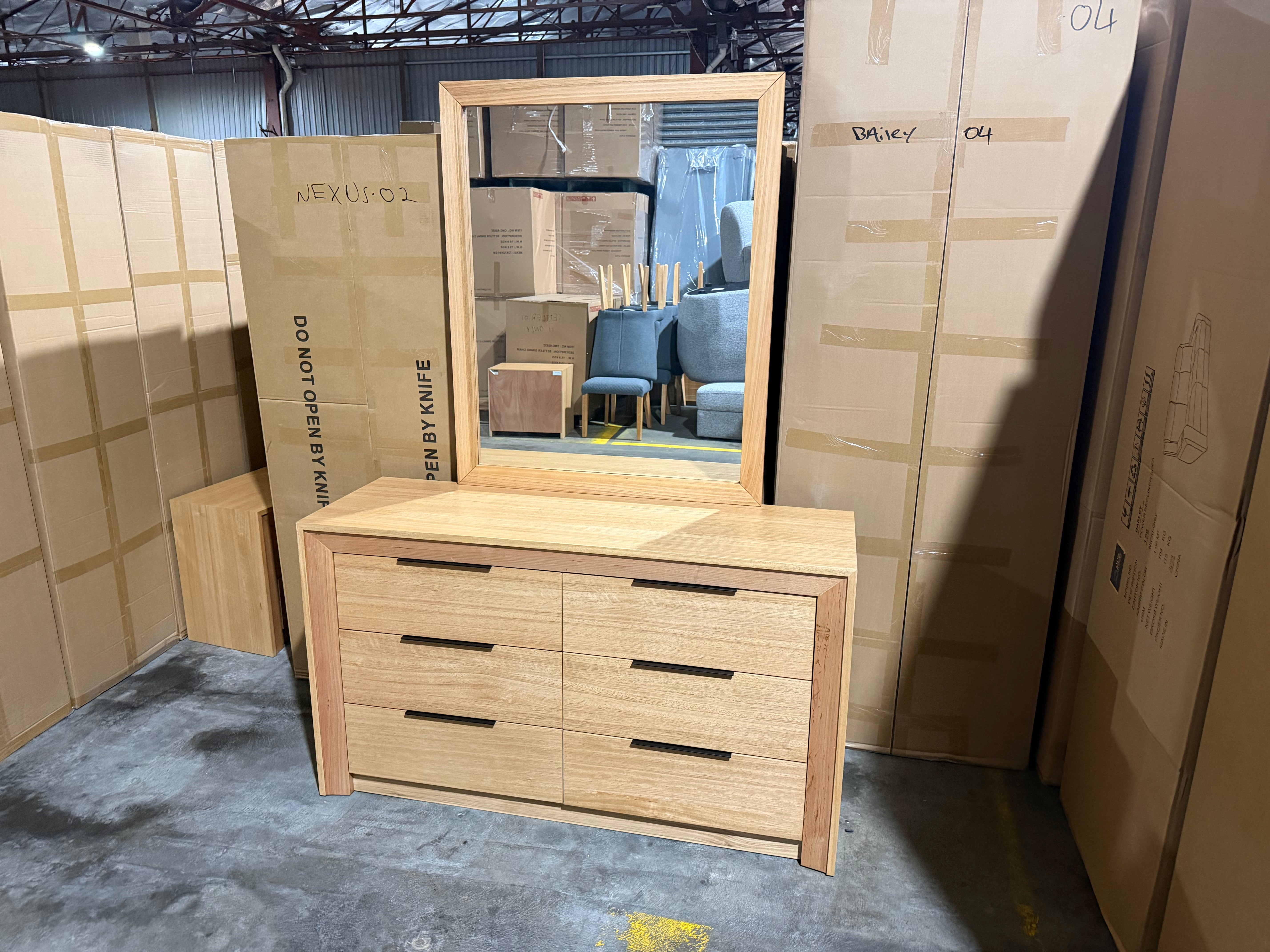 Ottawa Bedroom Range Dressing Table & Mirror In Tassie Oak