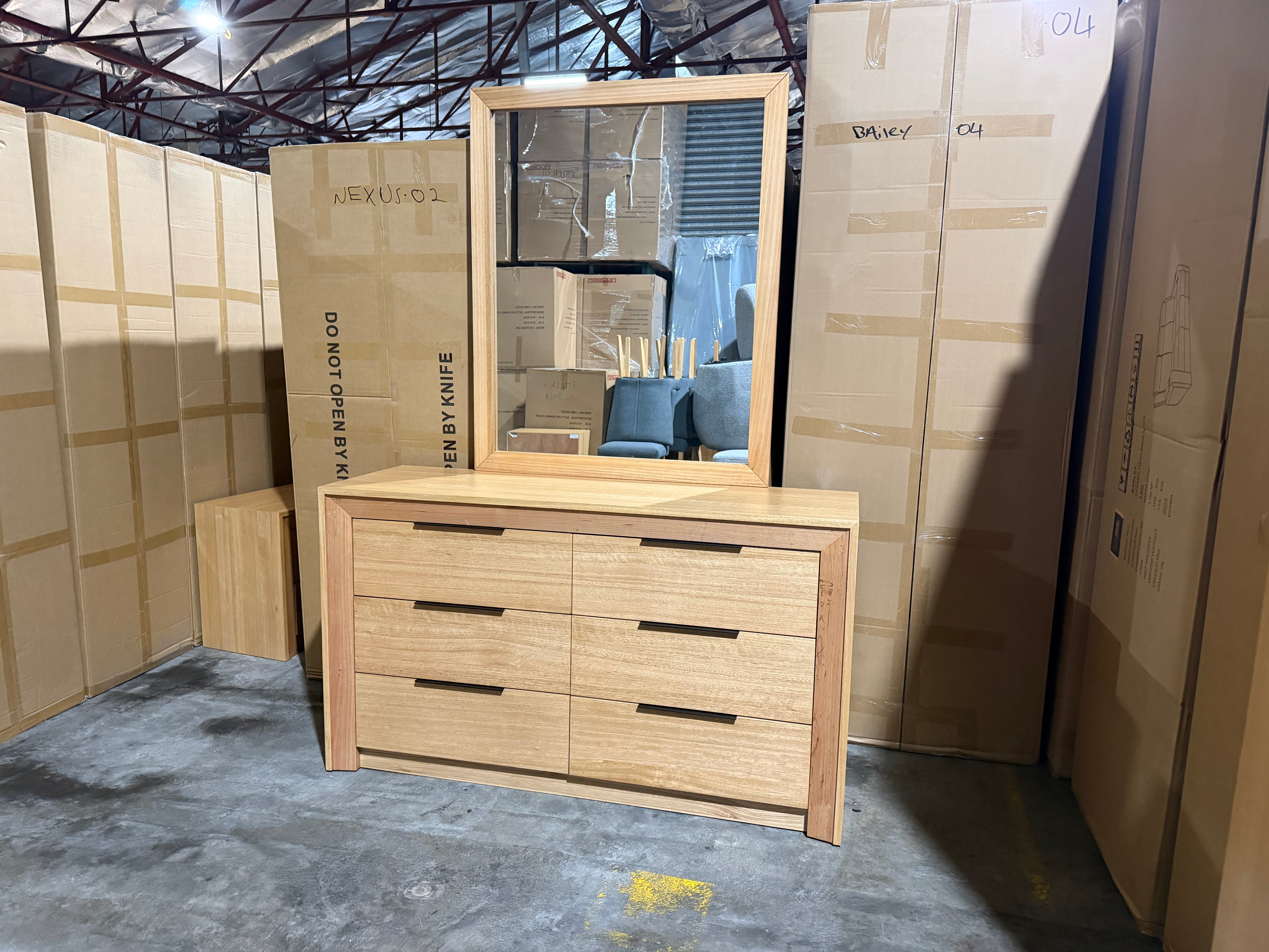 Ottawa Bedroom Range Dressing Table & Mirror In Tassie Oak