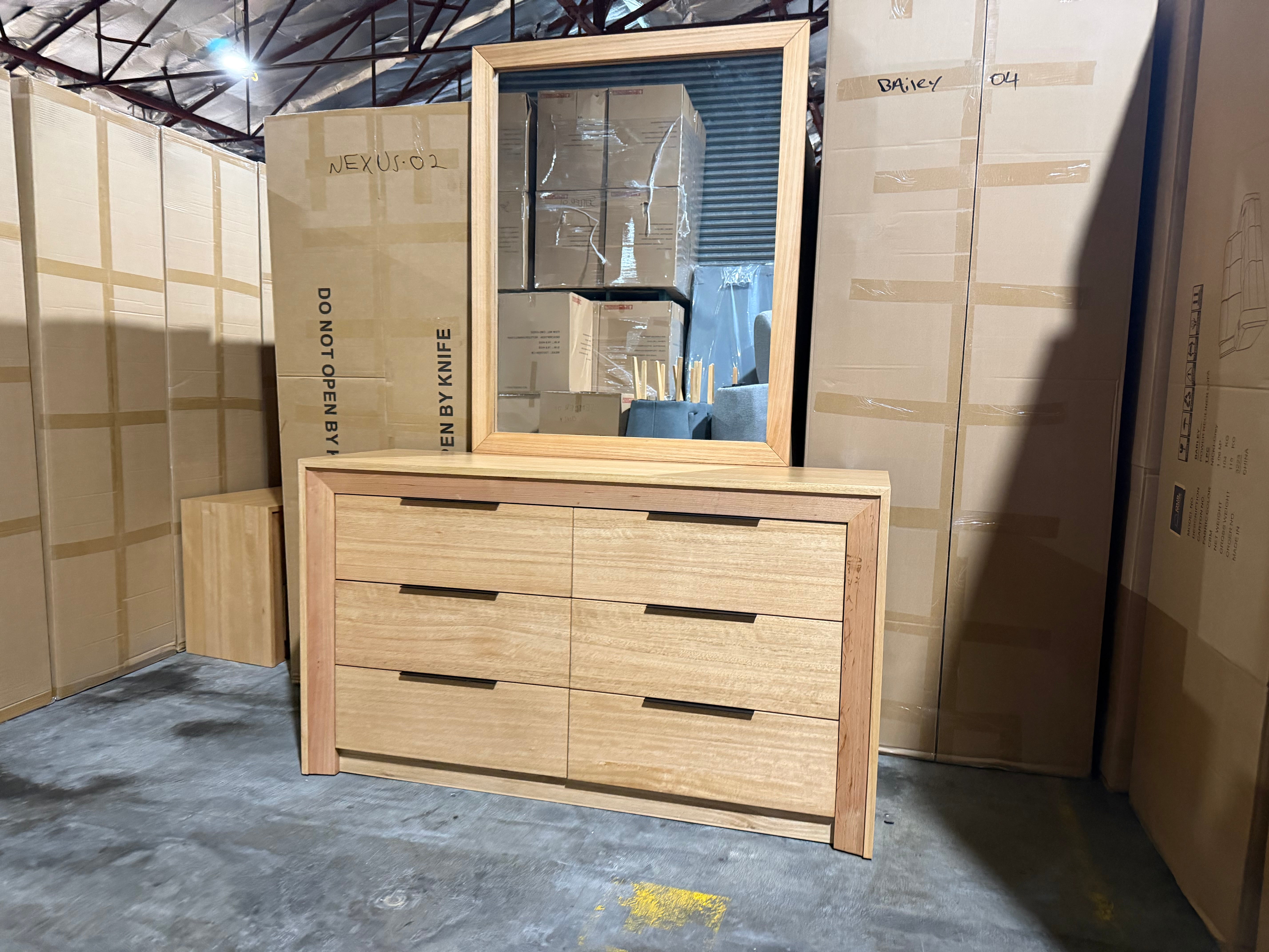 Ottawa Bedroom Range Dressing Table & Mirror In Tassie Oak