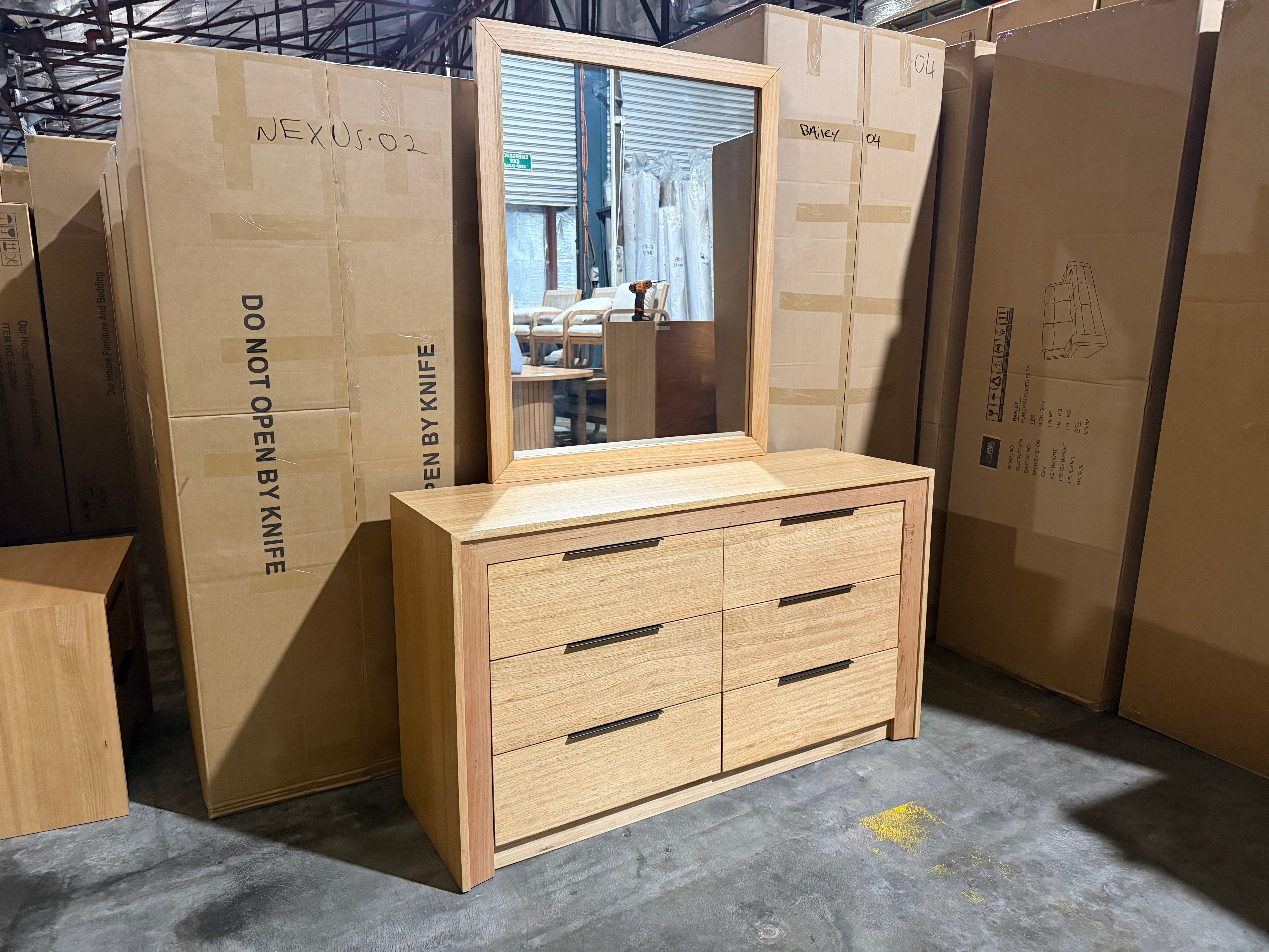 Ottawa Bedroom Range Dressing Table & Mirror In Tassie Oak