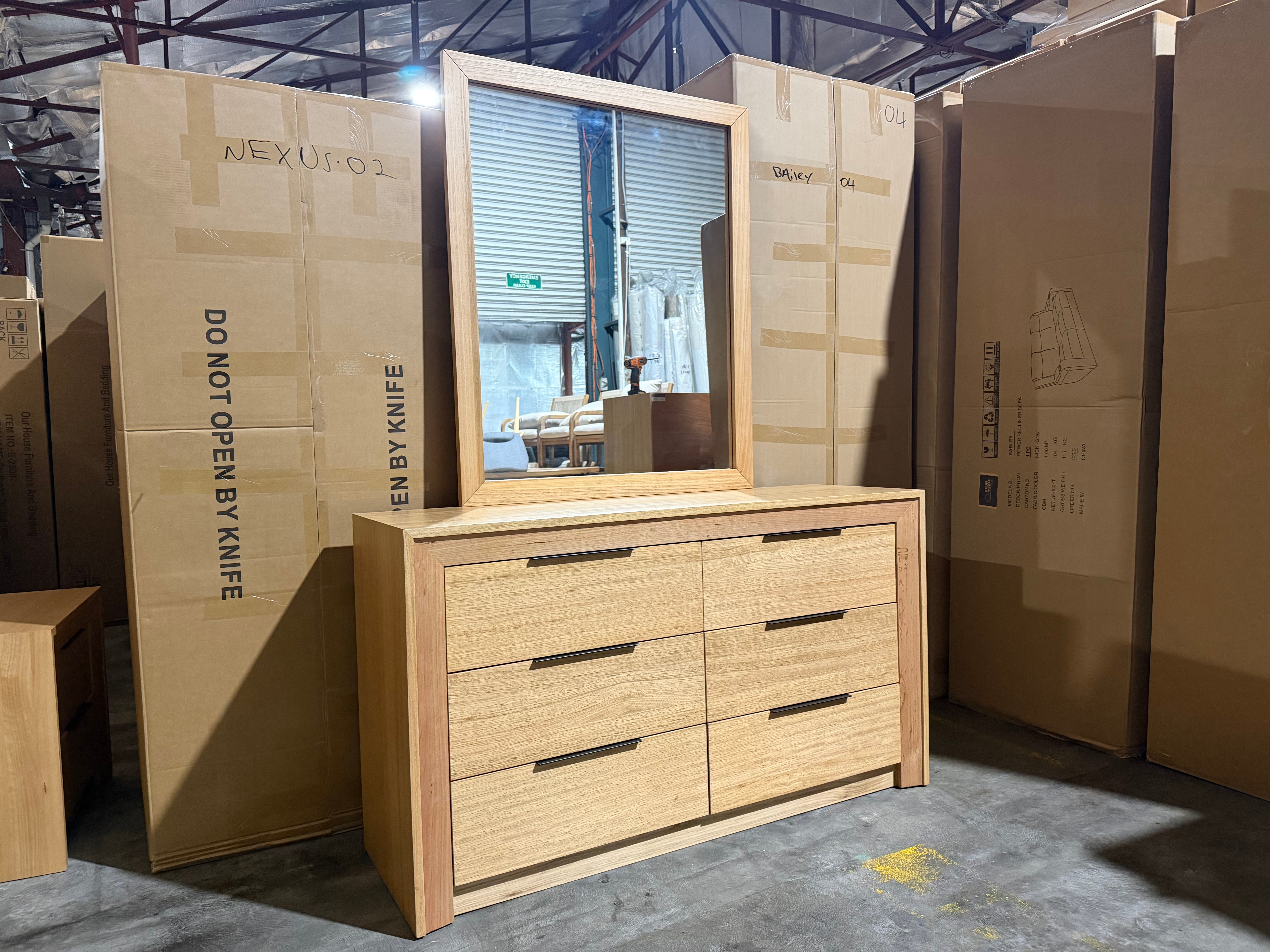 Ottawa Bedroom Range Dressing Table & Mirror In Tassie Oak