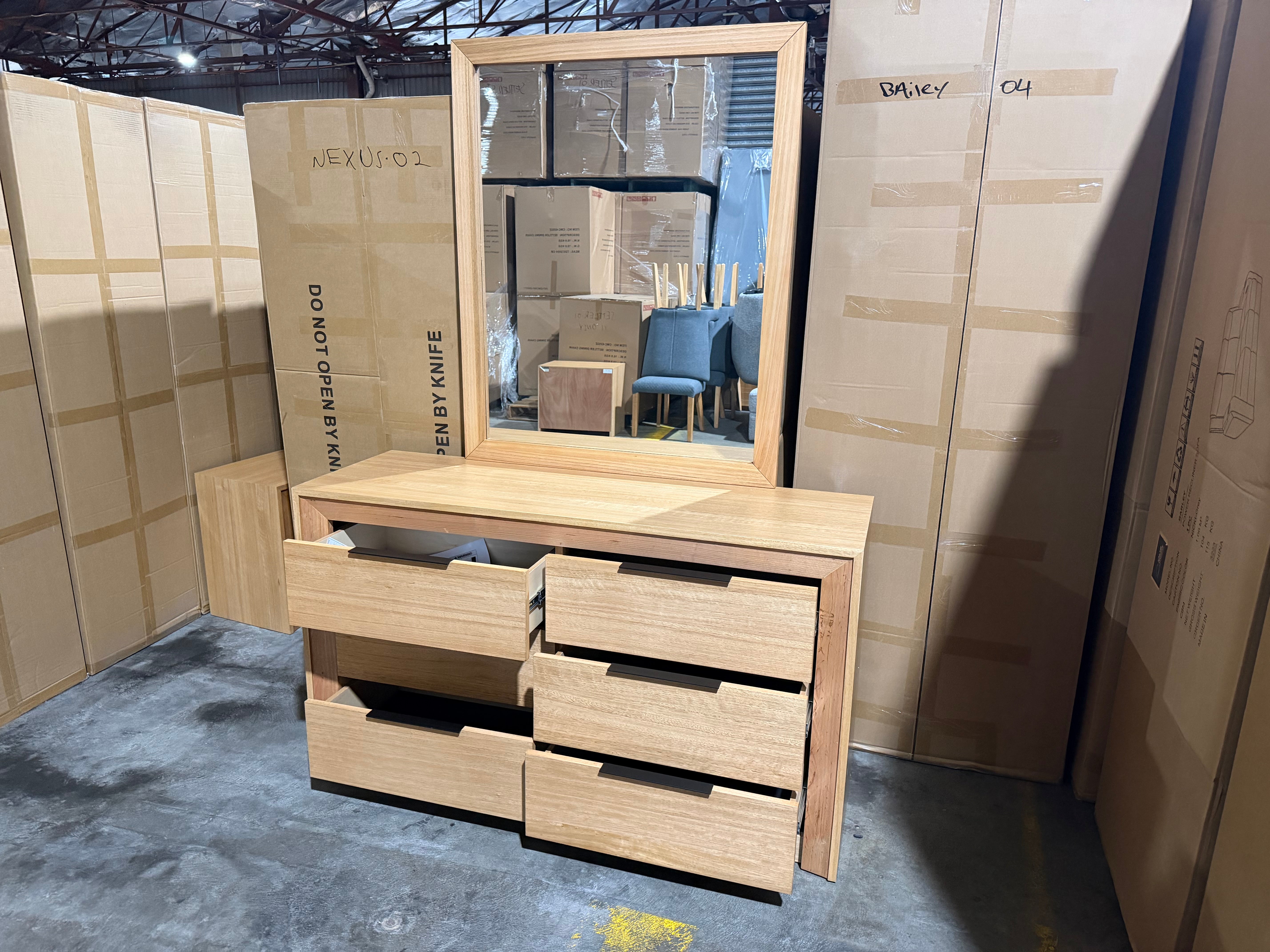 Ottawa Bedroom Range Dressing Table & Mirror In Tassie Oak