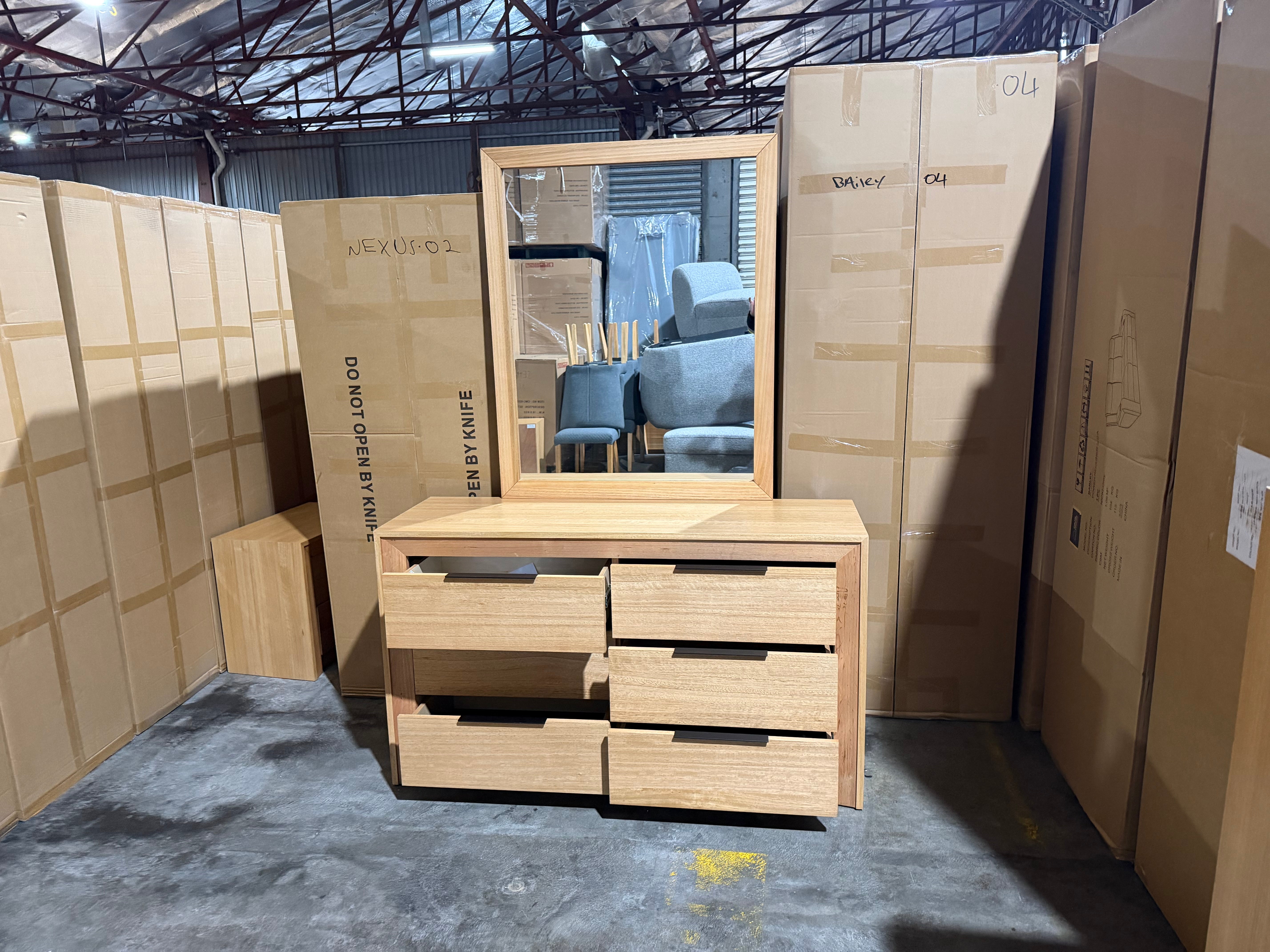 Ottawa Bedroom Range Dressing Table & Mirror In Tassie Oak