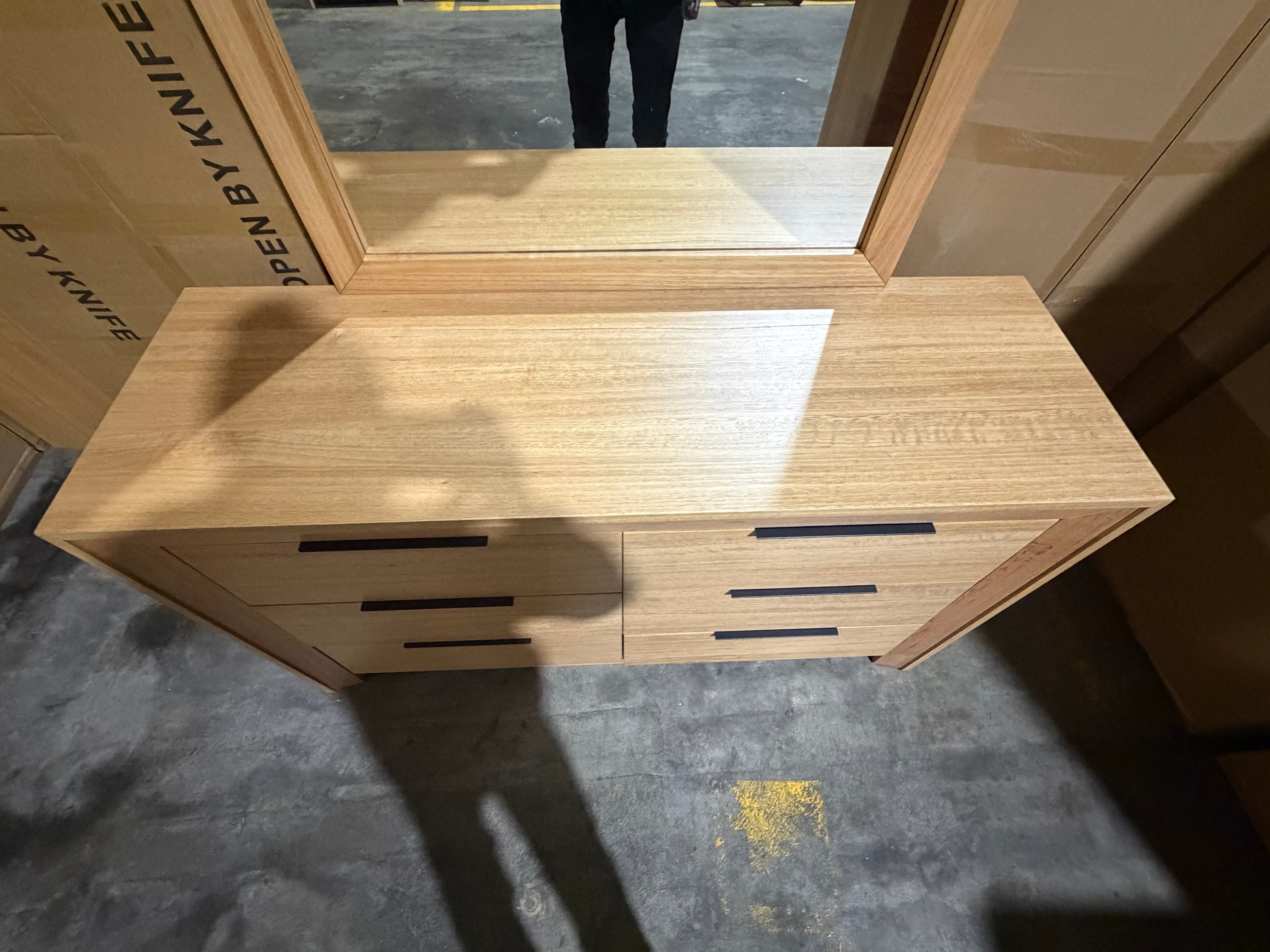 Ottawa Bedroom Range Dressing Table & Mirror In Tassie Oak