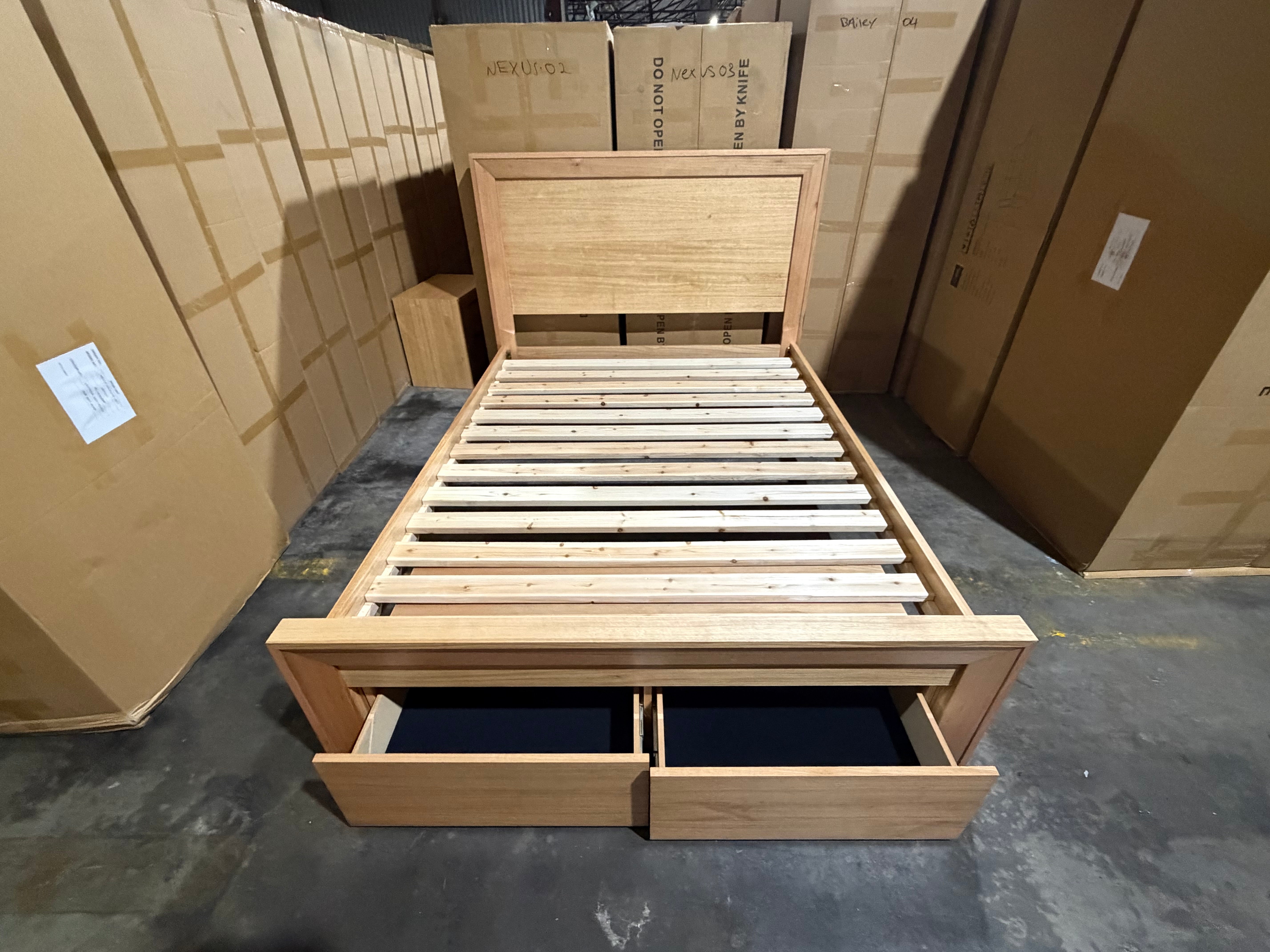 Ottawa Bedroom Range 2 Sizes With Draws in Tassie Oak