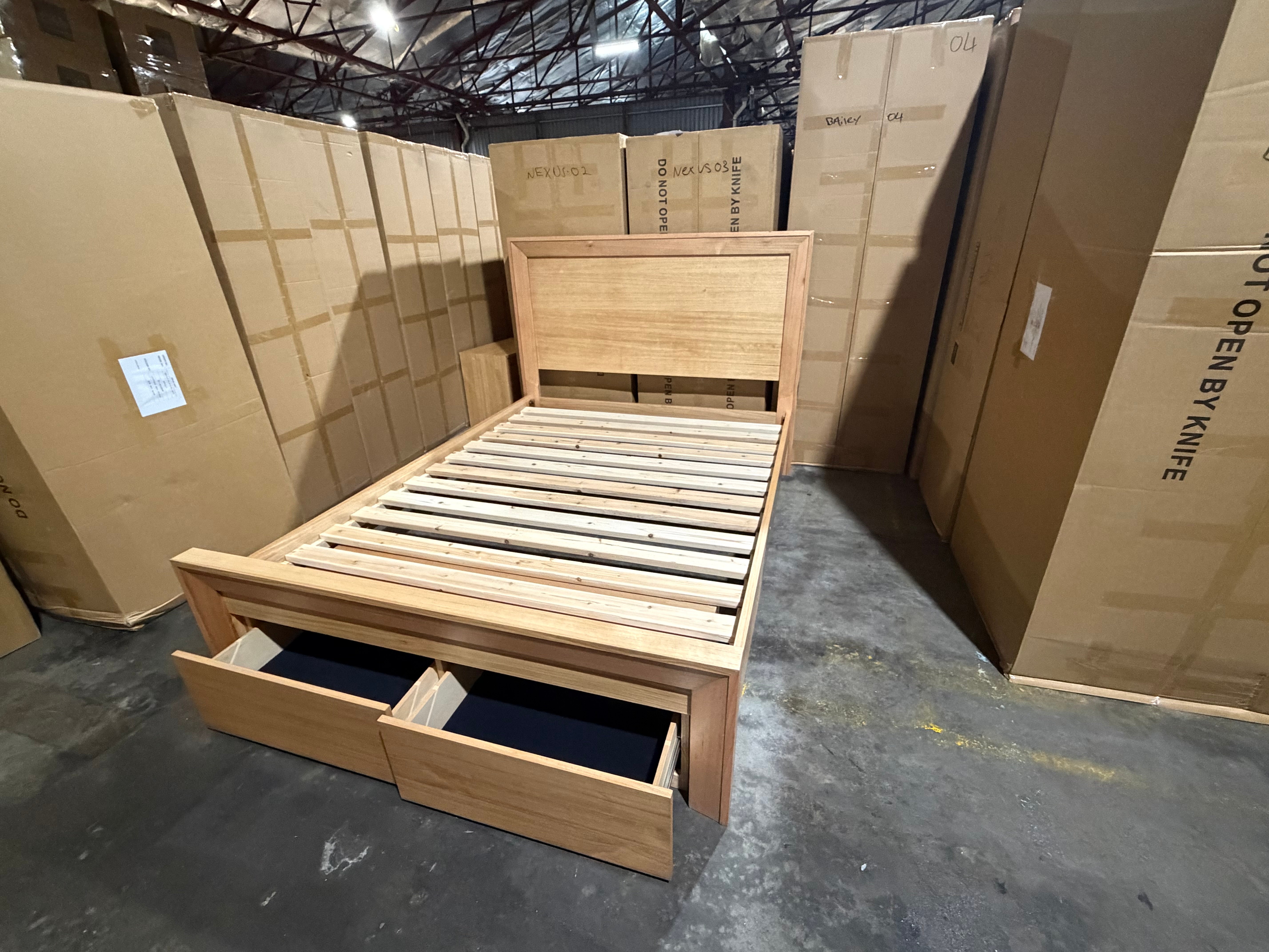 Ottawa Bedroom Range 2 Sizes With Draws in Tassie Oak