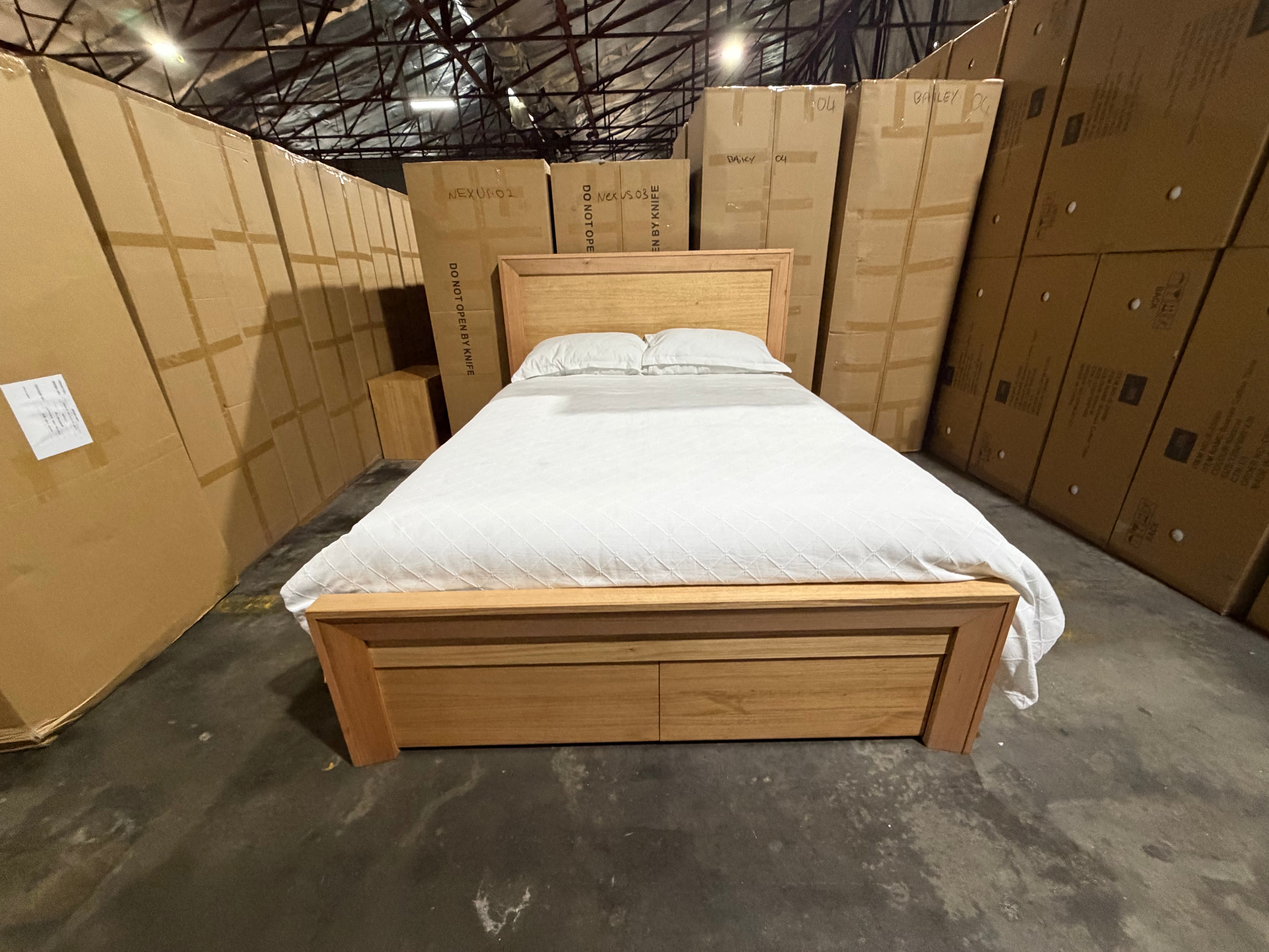 Ottawa Bedroom Range 2 Sizes With Draws in Tassie Oak