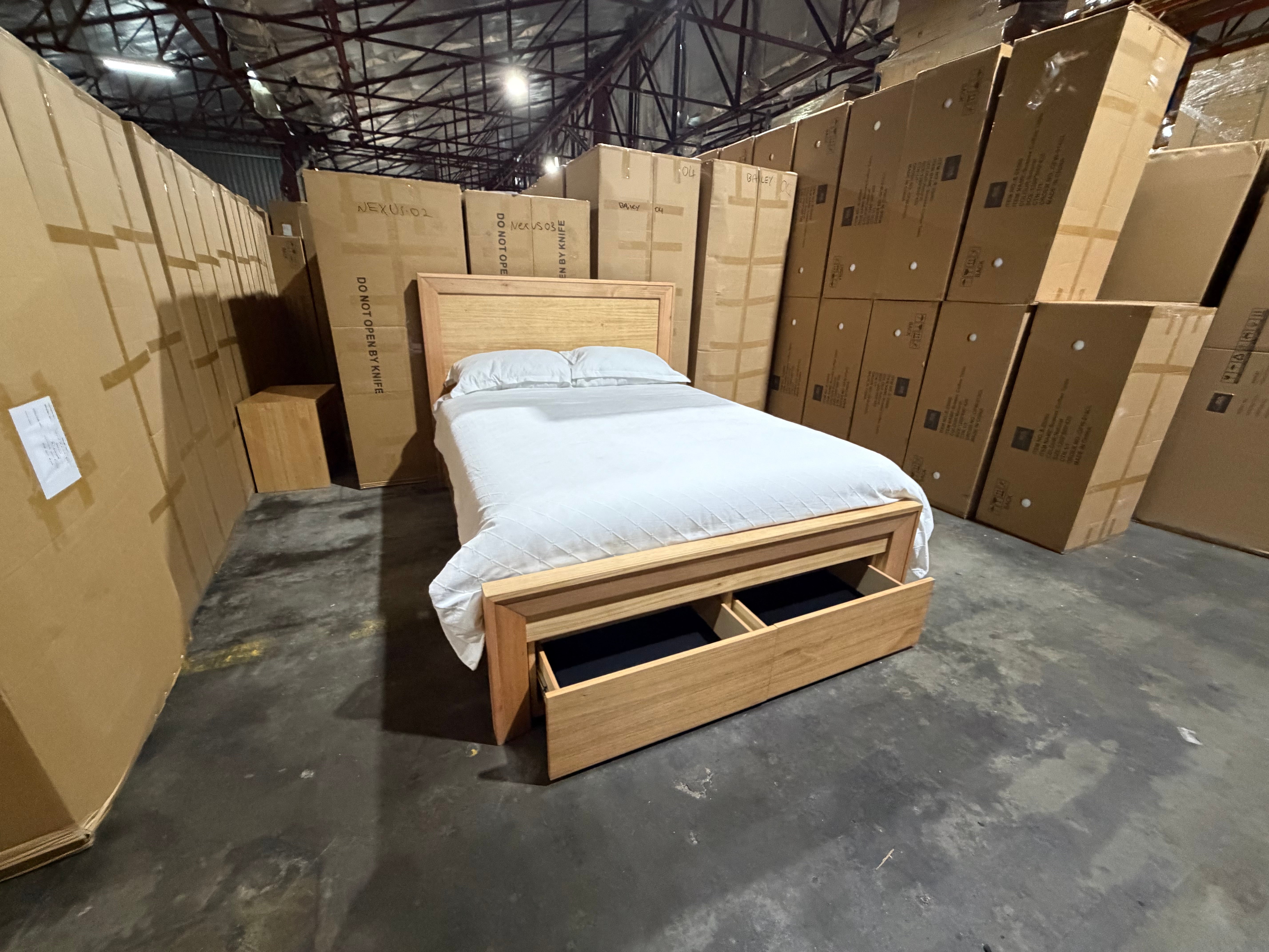 Ottawa Bedroom Range 2 Sizes With Draws in Tassie Oak