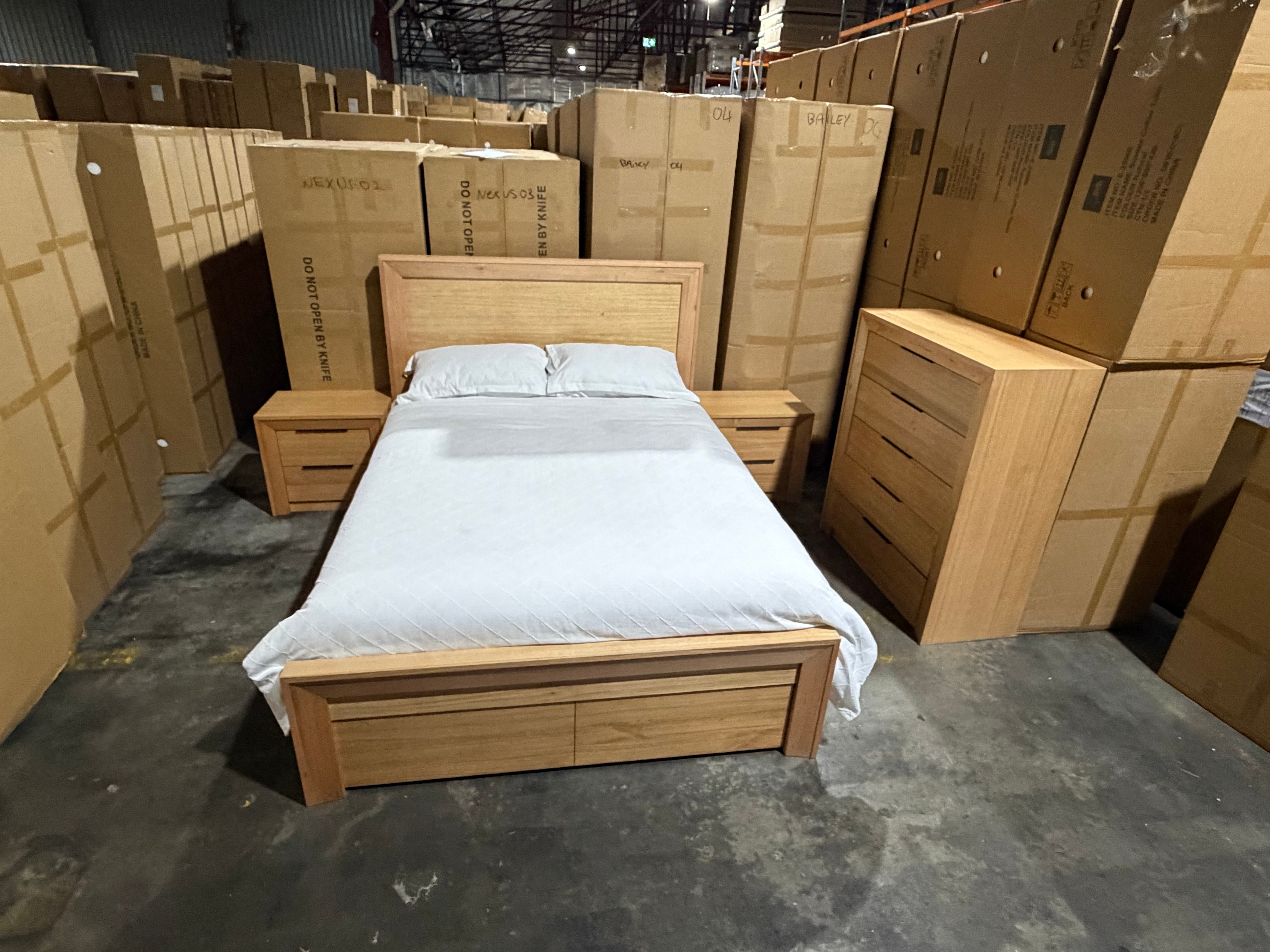 Ottawa Bedroom Range 2 Sizes With Draws in Tassie Oak