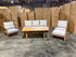 Sawyer 5pce Outdoor Lounge Dining Setting Table 3 Seater 2 X Chairs and 1 Foot Stool