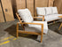Sawyer 5pce Outdoor Lounge Dining Setting Table 3 Seater 2 X Chairs and 1 Foot Stool