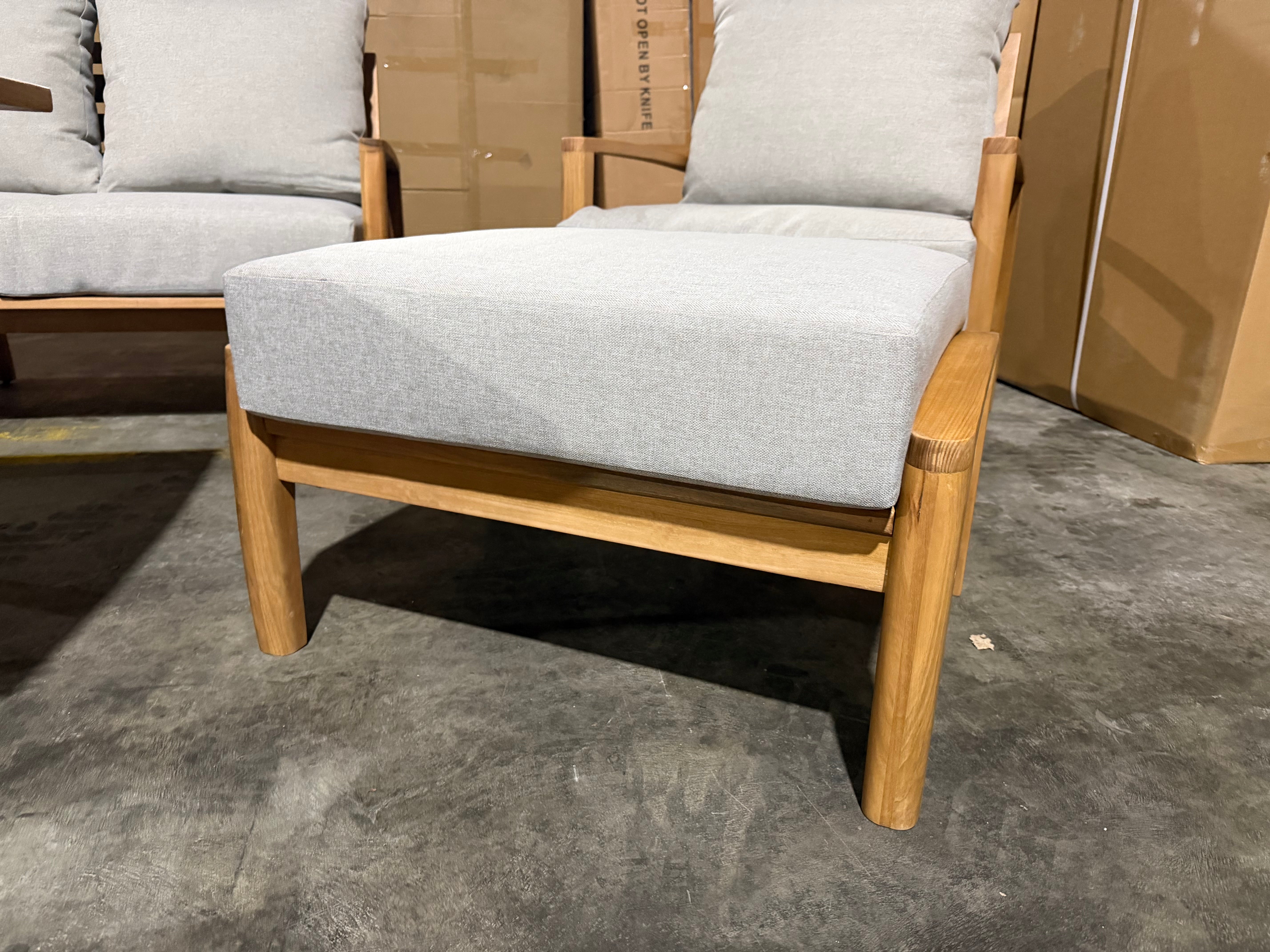 Sawyer 5pce Outdoor Lounge Dining Setting Table 3 Seater 2 X Chairs and 1 Foot Stool