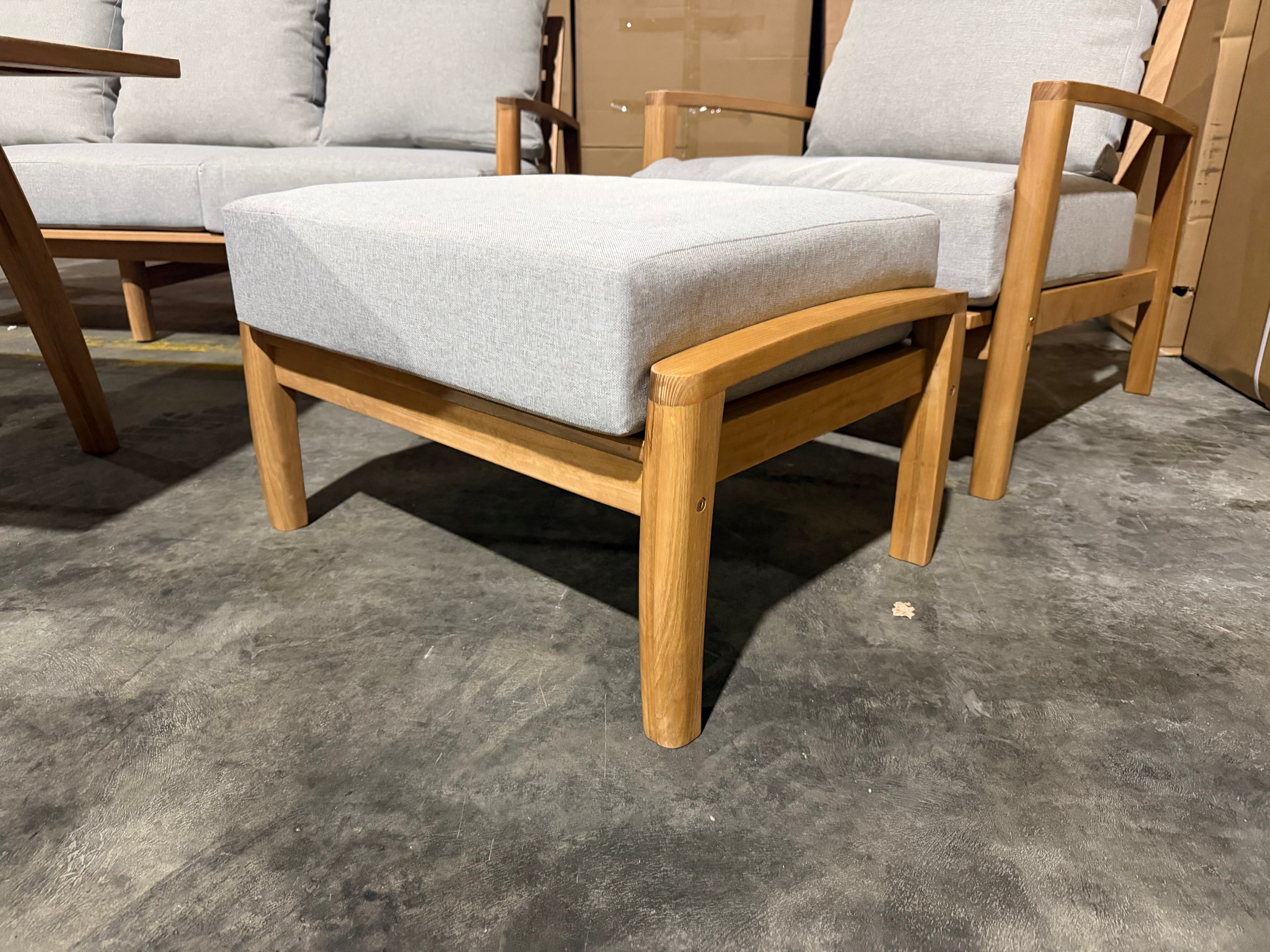 Sawyer 5pce Outdoor Lounge Dining Setting Table 3 Seater 2 X Chairs and 1 Foot Stool
