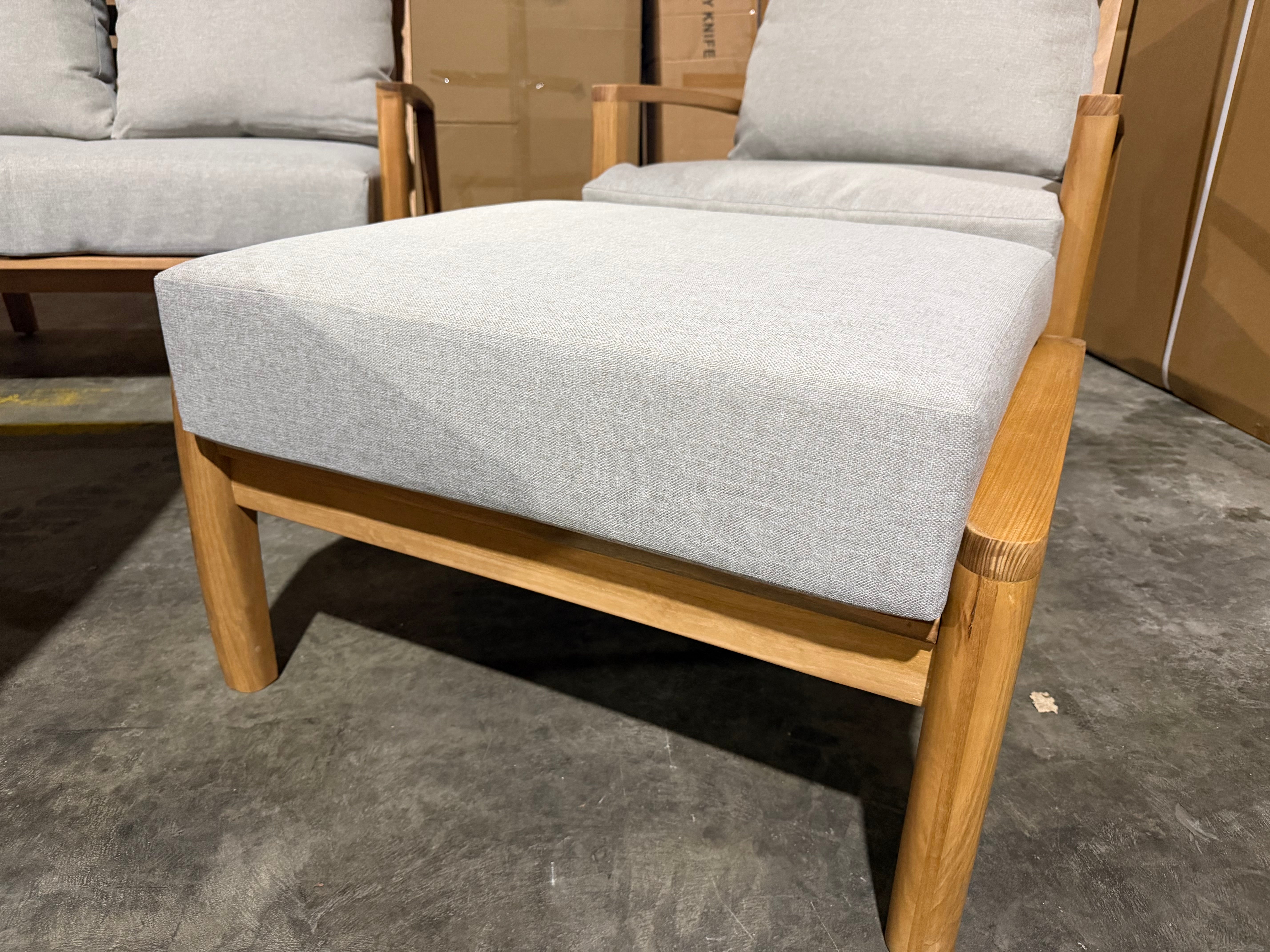 Sawyer 5pce Outdoor Lounge Dining Setting Table 3 Seater 2 X Chairs and 1 Foot Stool