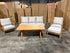 Sawyer 5pce Outdoor Lounge Dining Setting Table 3 Seater 2 X Chairs and 1 Foot Stool