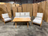 Sawyer 5pce Outdoor Lounge Dining Setting Table 3 Seater 2 X Chairs and 1 Foot Stool