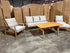 Sawyer 5pce Outdoor Lounge Dining Setting Table 3 Seater 2 X Chairs and 1 Foot Stool