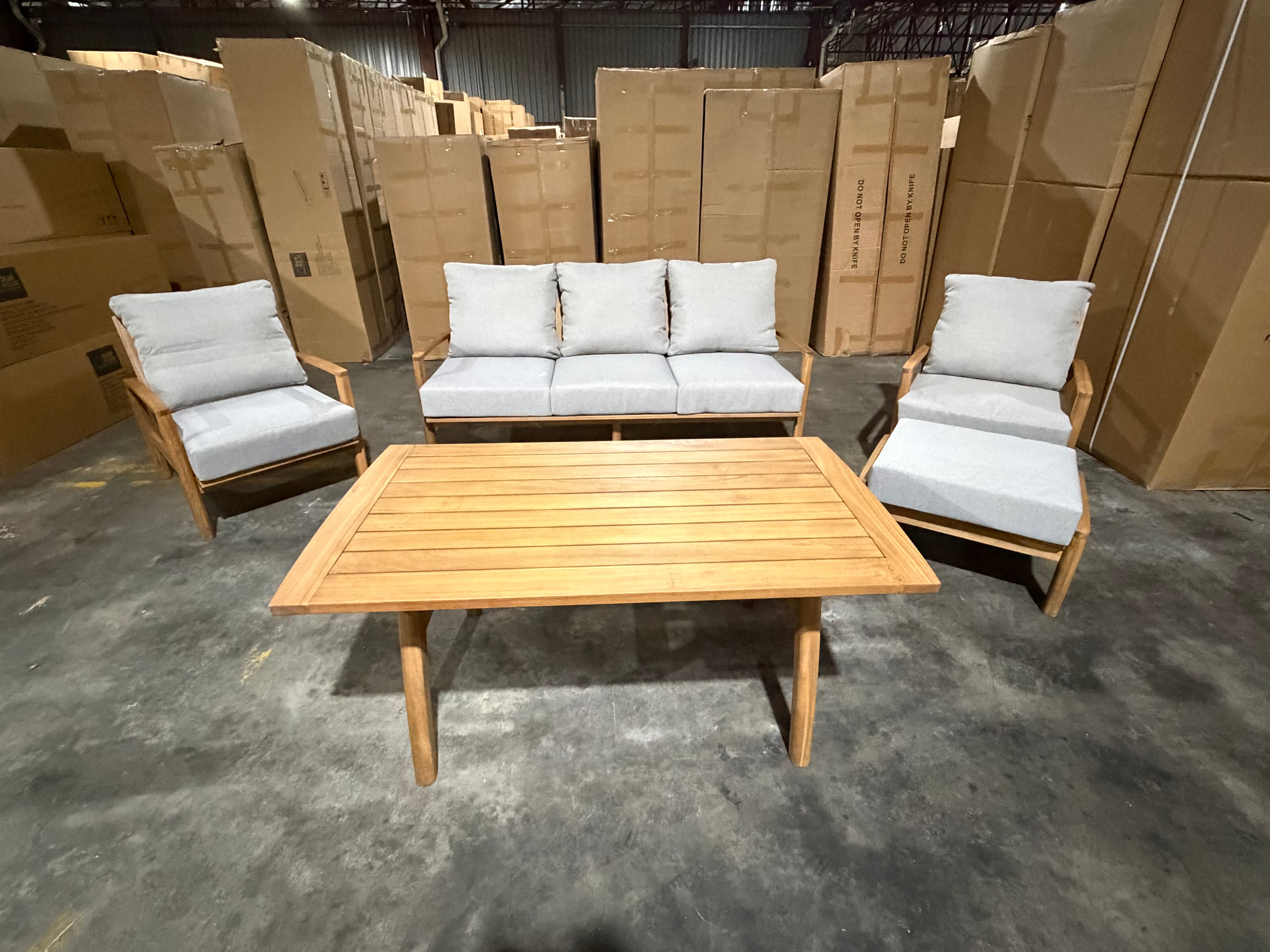 Sawyer 5pce Outdoor Lounge Dining Setting Table 3 Seater 2 X Chairs and 1 Foot Stool
