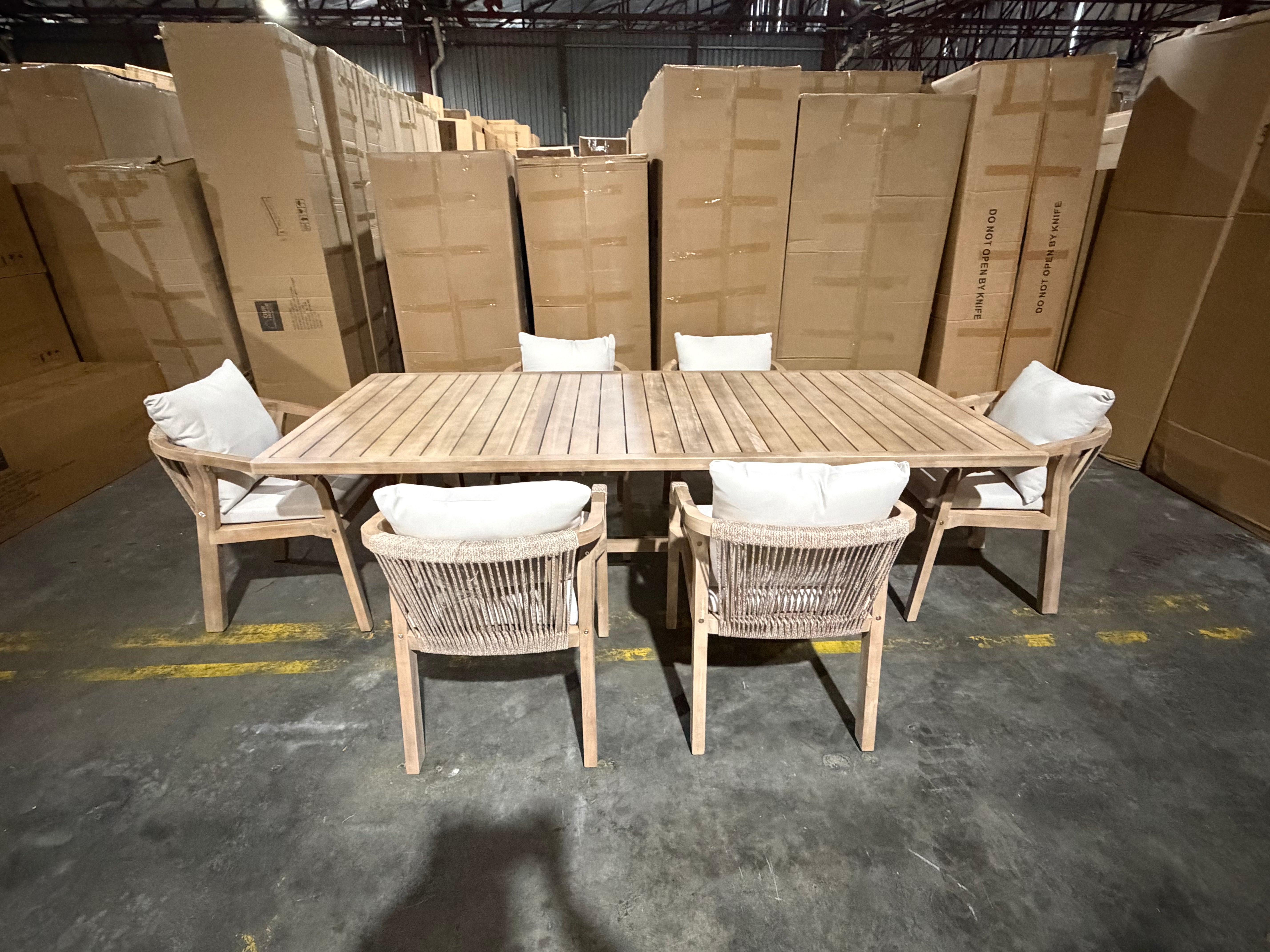 Replay 7pce Outdoor Setting 1700 x900 Table 6 X Chairs