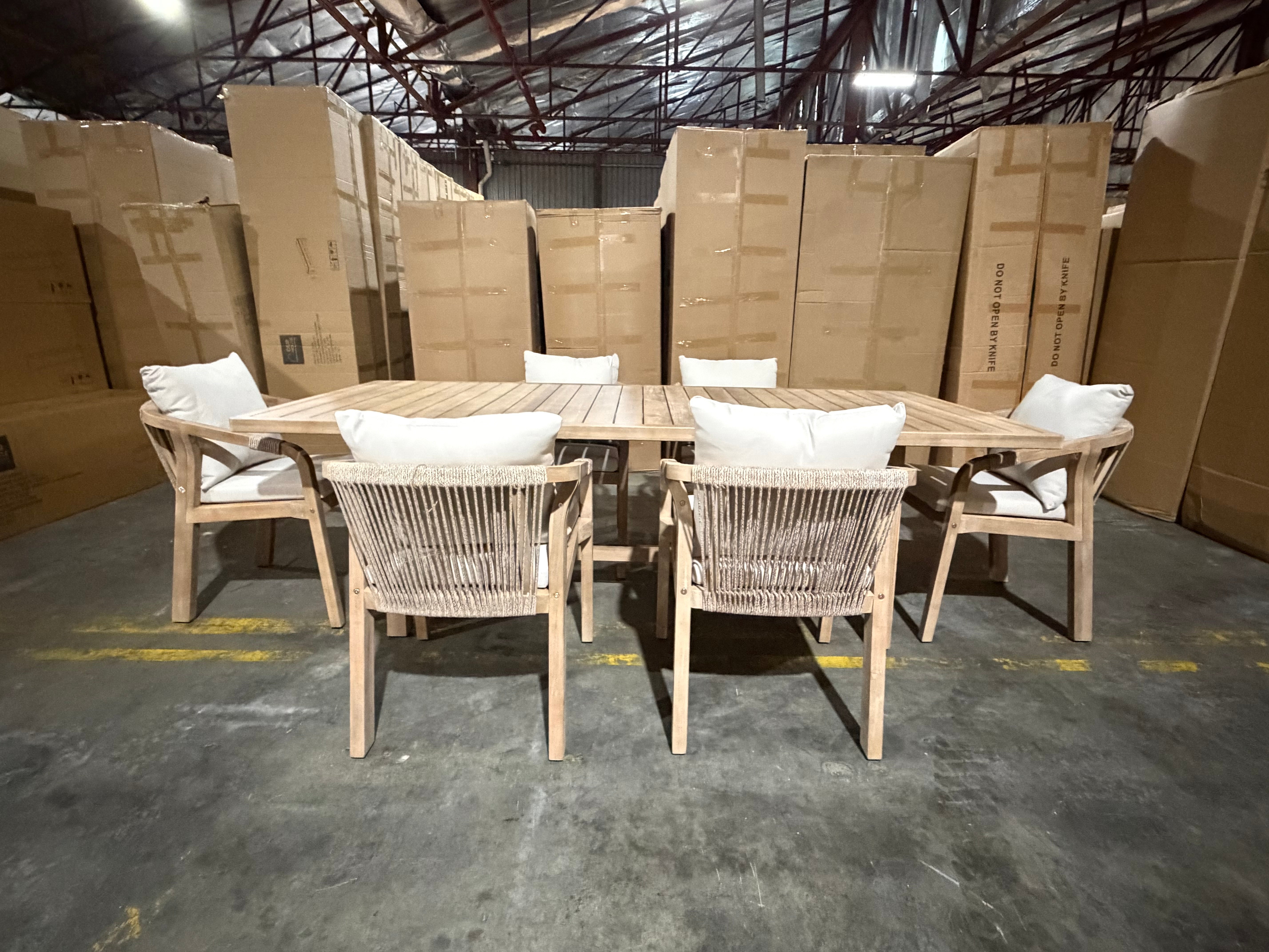 Replay 7pce Outdoor Setting 1700 x900 Table 6 X Chairs