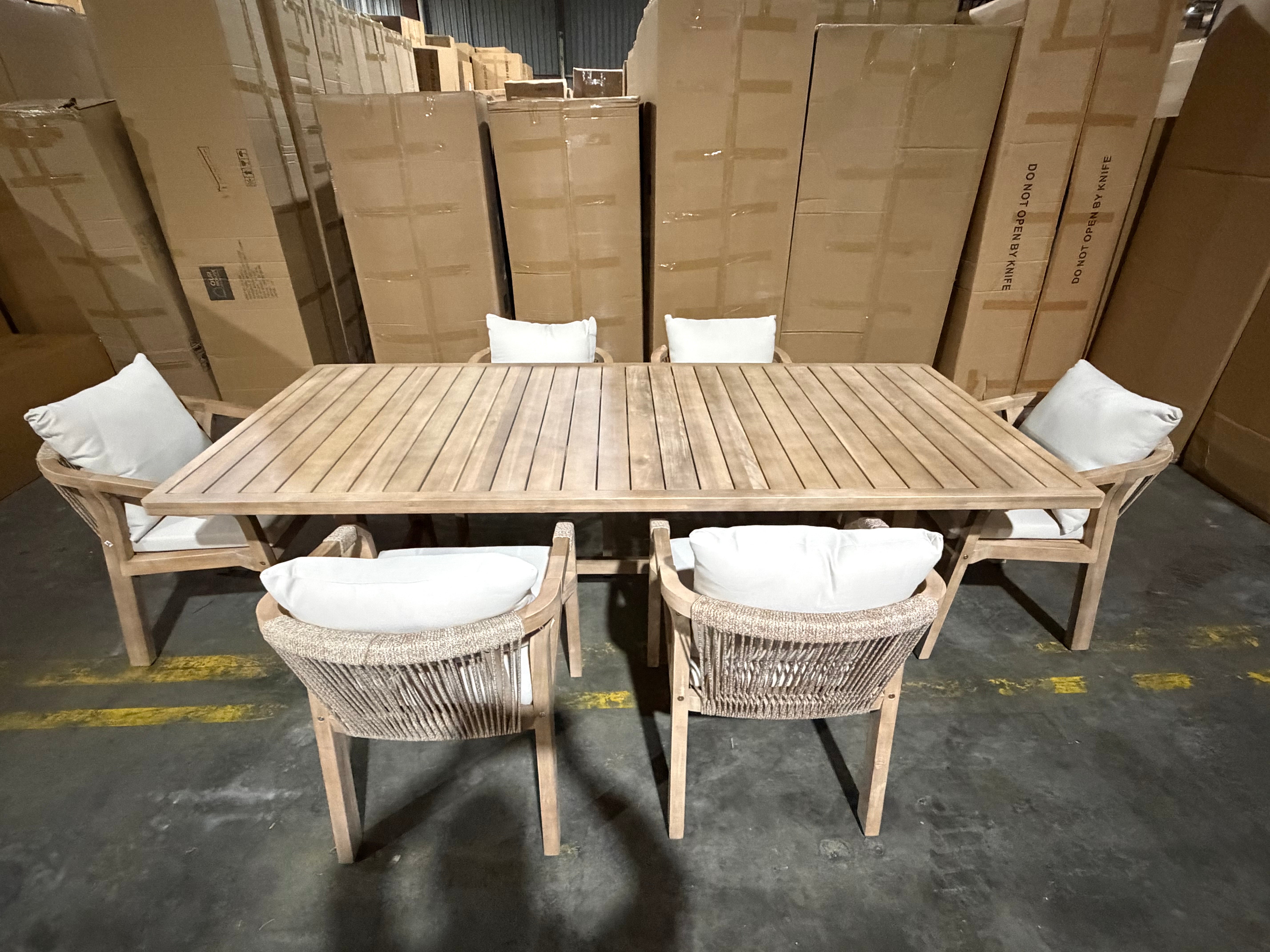 Replay 7pce Outdoor Setting 1700 x900 Table 6 X Chairs