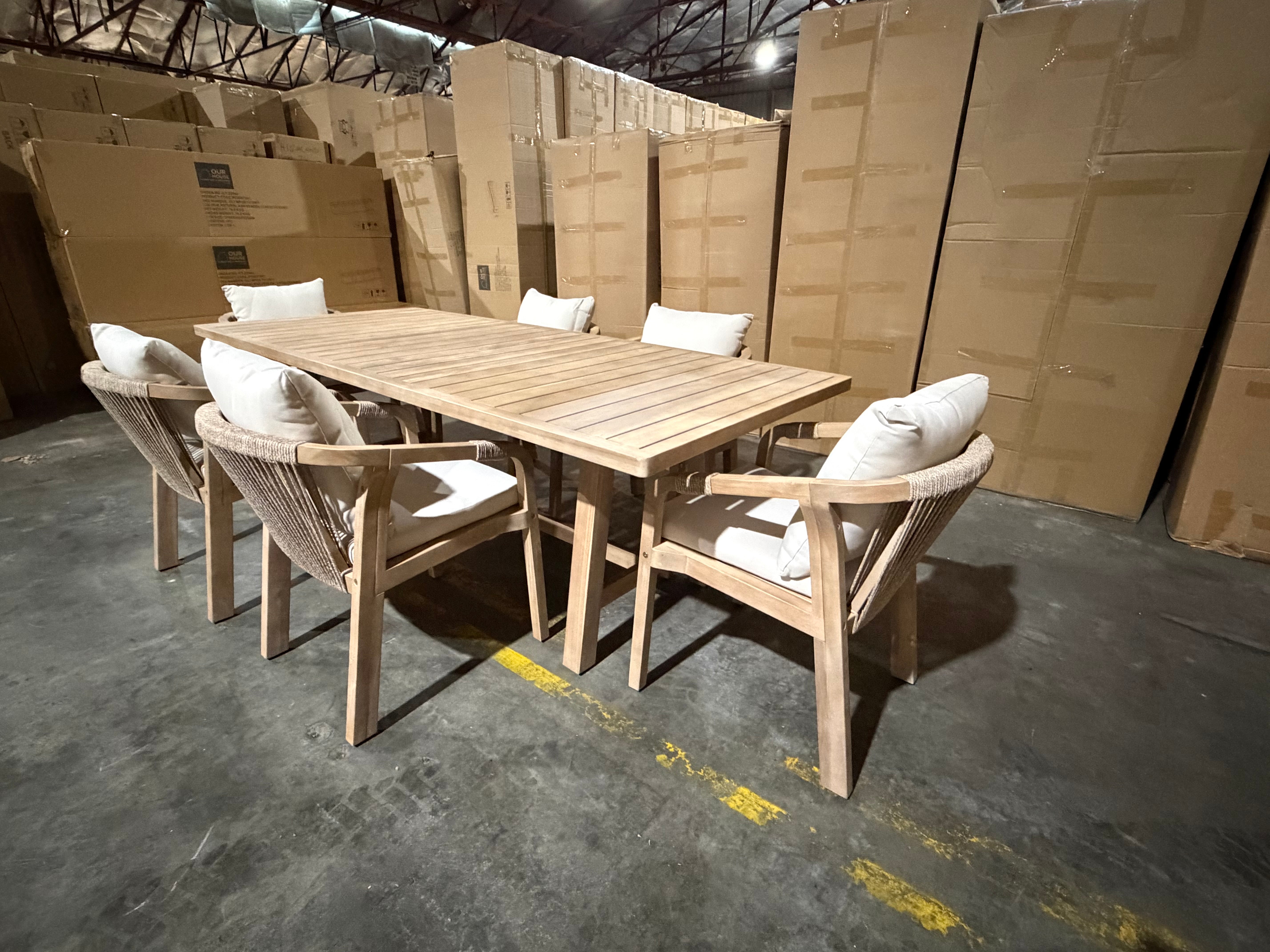 Replay 7pce Outdoor Setting 1700 x900 Table 6 X Chairs