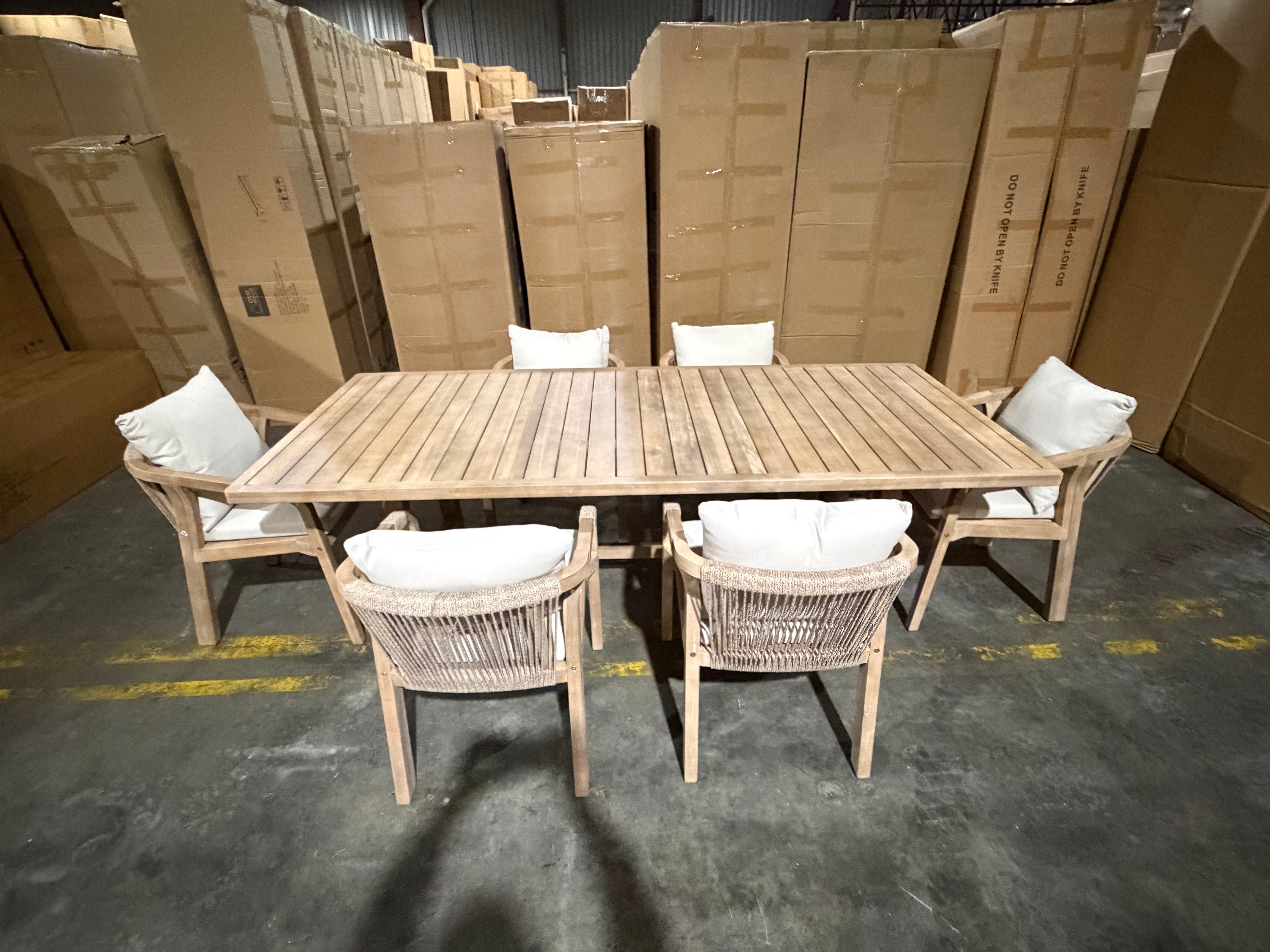 Replay 7pce Outdoor Setting 1700 x900 Table 6 X Chairs