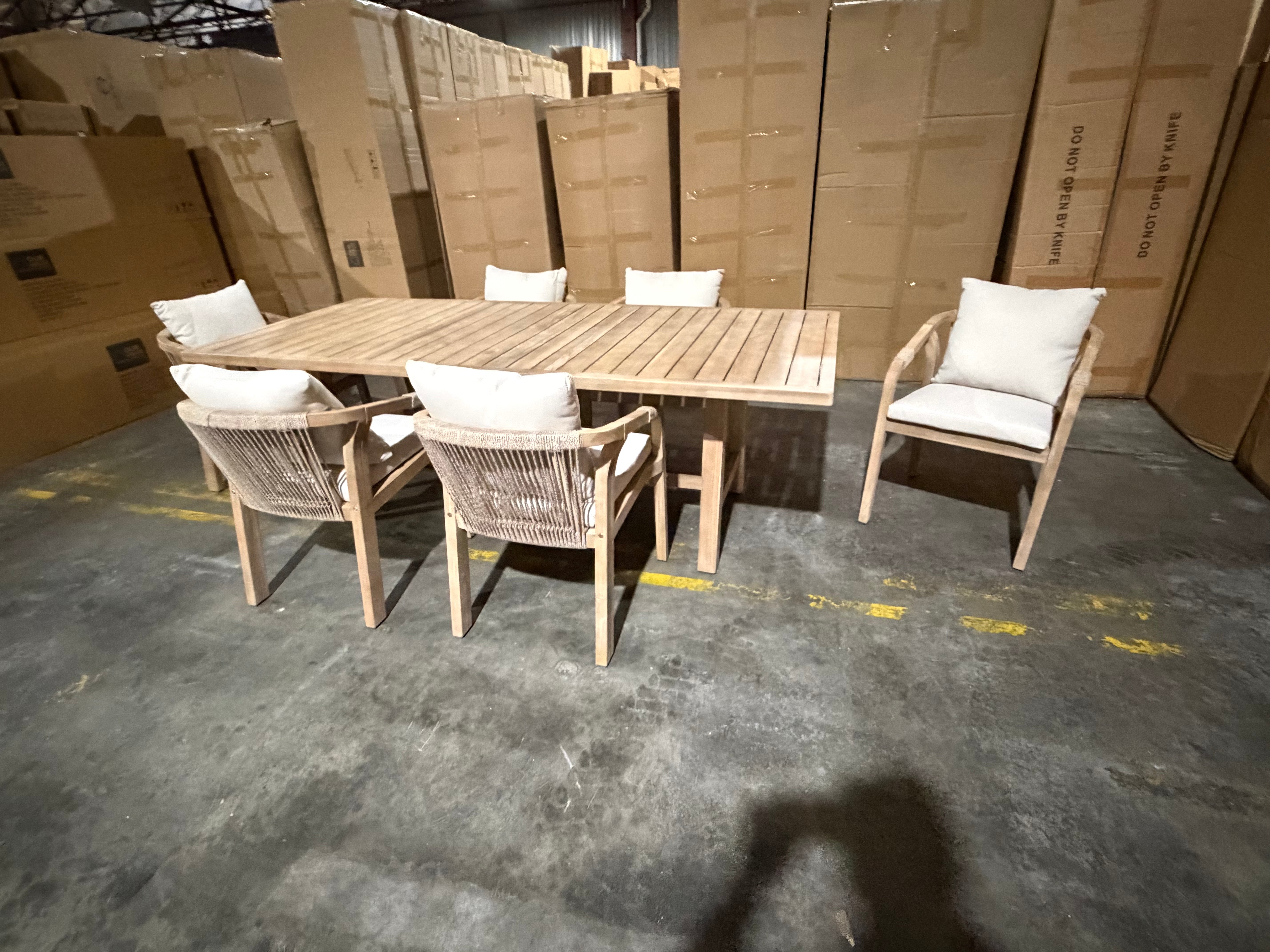 Replay 7pce Outdoor Setting 1700 x900 Table 6 X Chairs