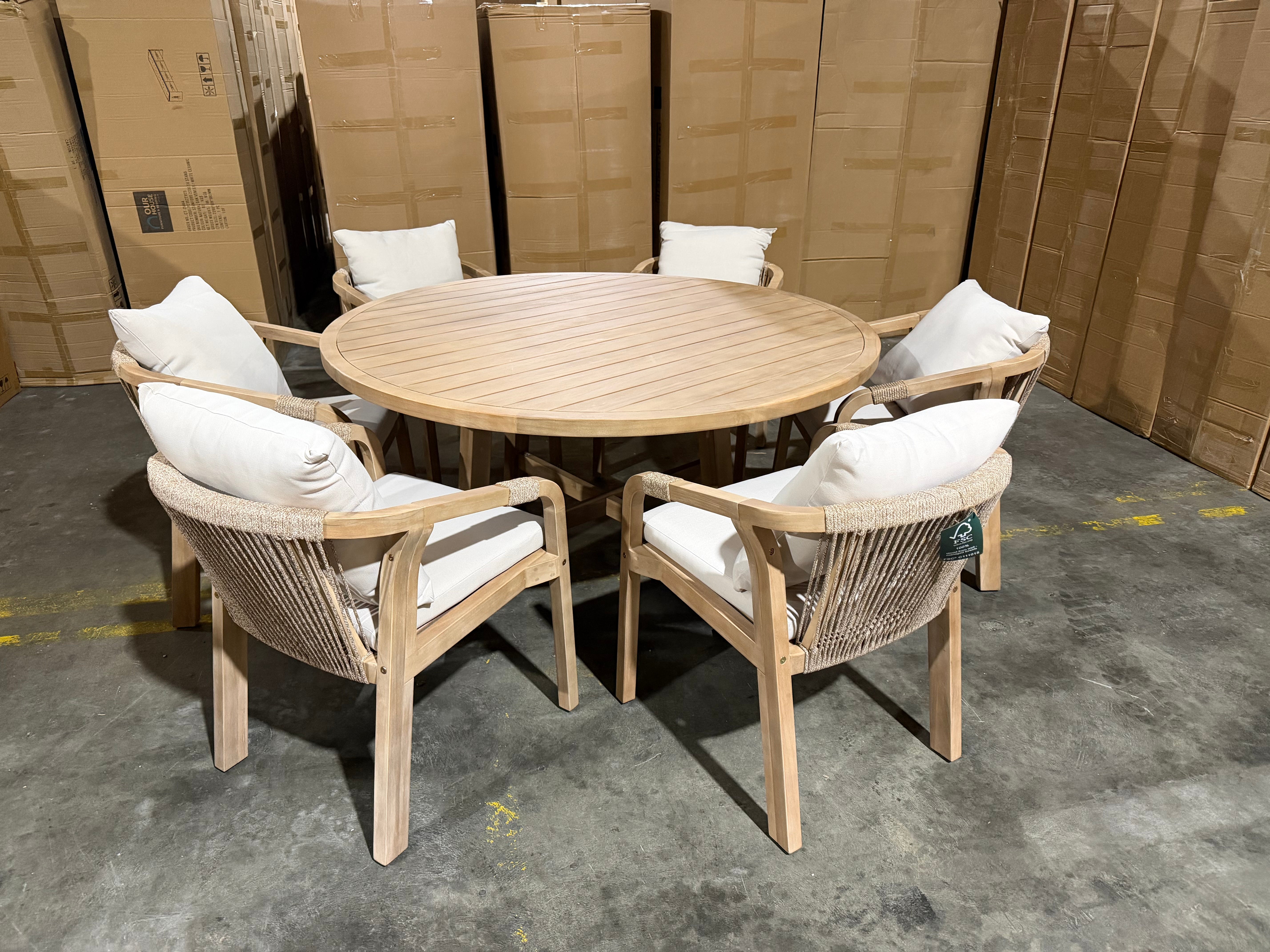 Replay 7 PCE Outdoor Setting 1500 Round Table 6 X Chairs