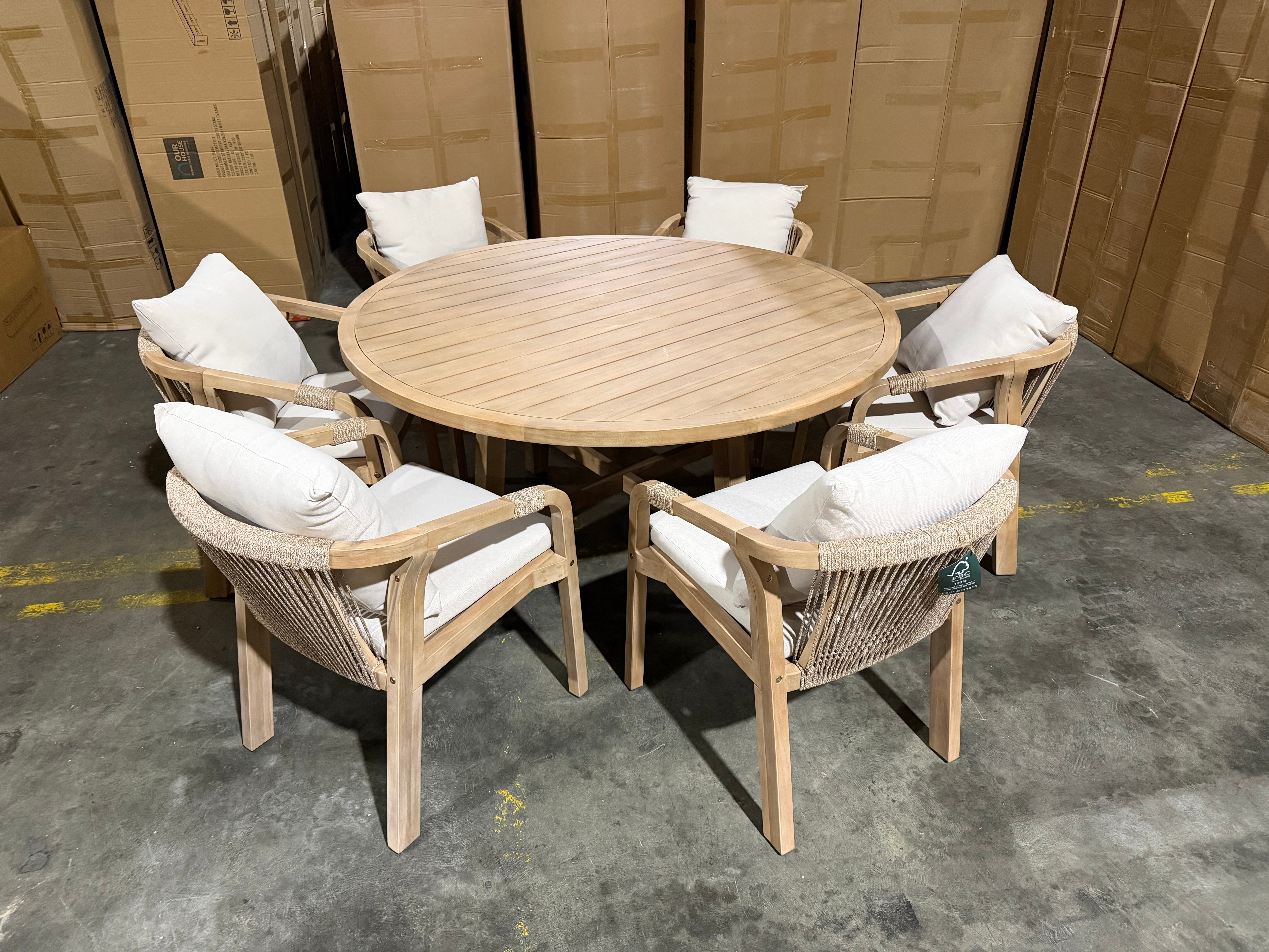 Replay 7 PCE Outdoor Setting 1500 Round Table 6 X Chairs