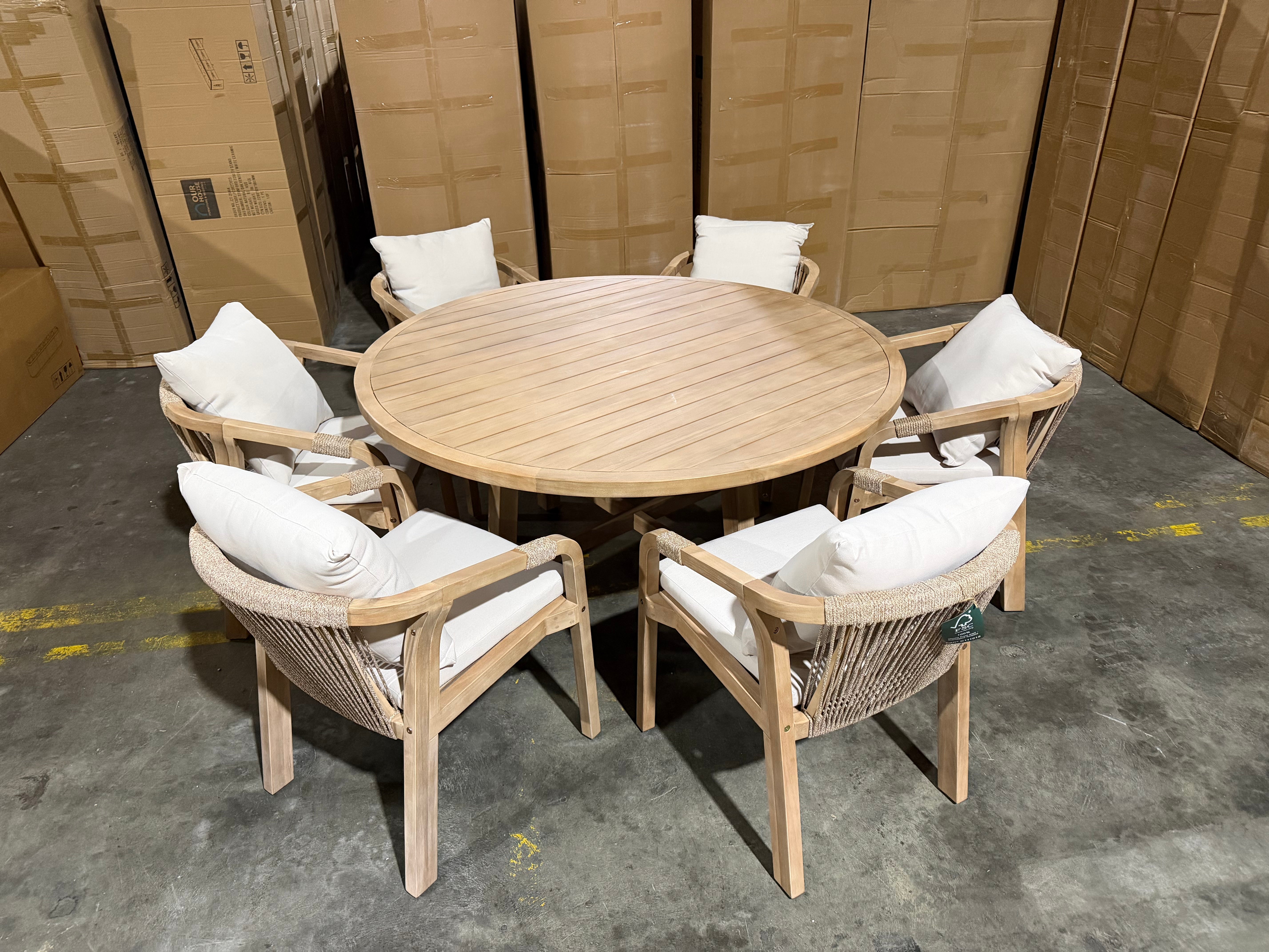 Replay 7 PCE Outdoor Setting 1500 Round Table 6 X Chairs