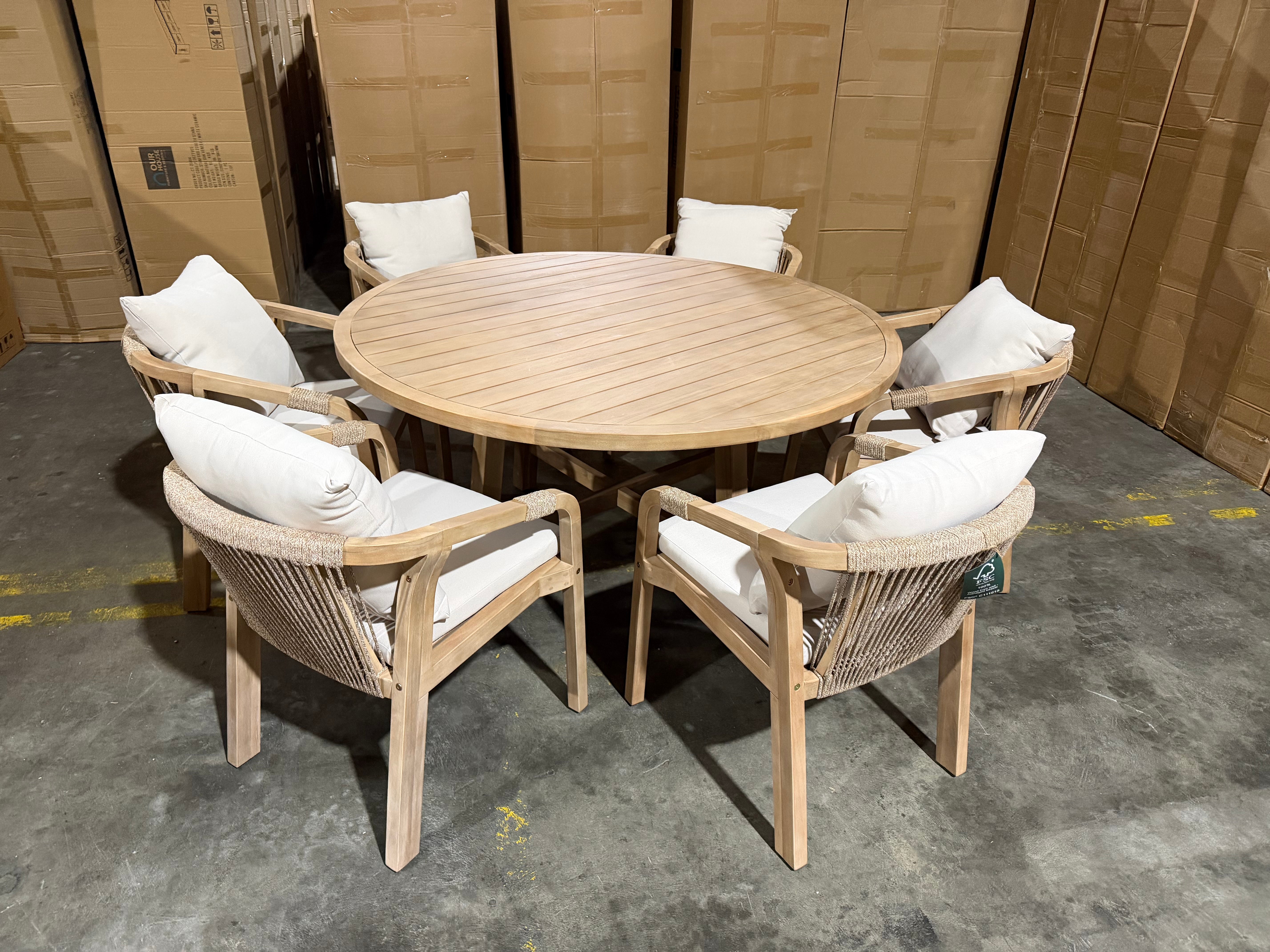 Replay 7 PCE Outdoor Setting 1500 Round Table 6 X Chairs