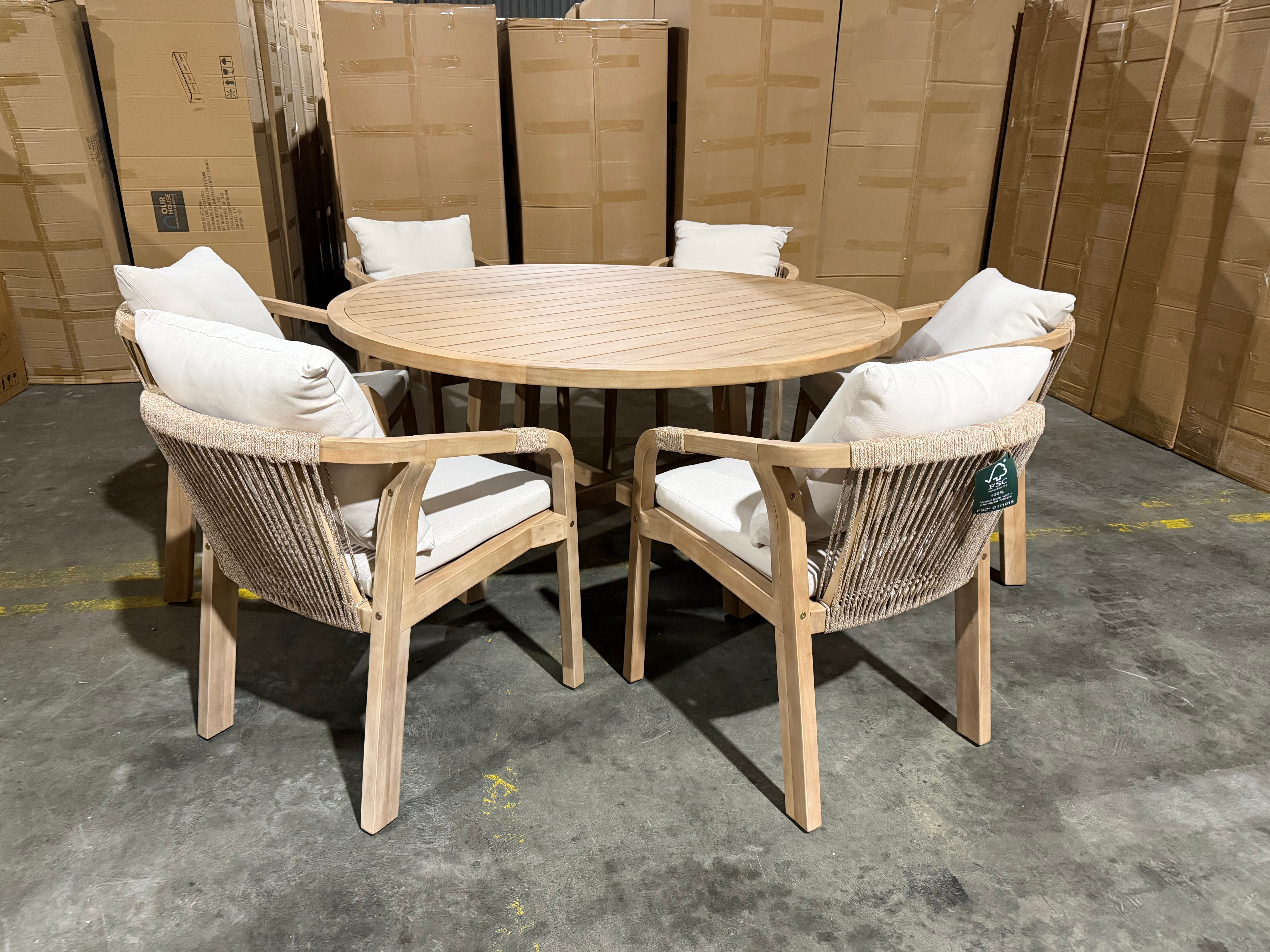 Replay 7 PCE Outdoor Setting 1500 Round Table 6 X Chairs