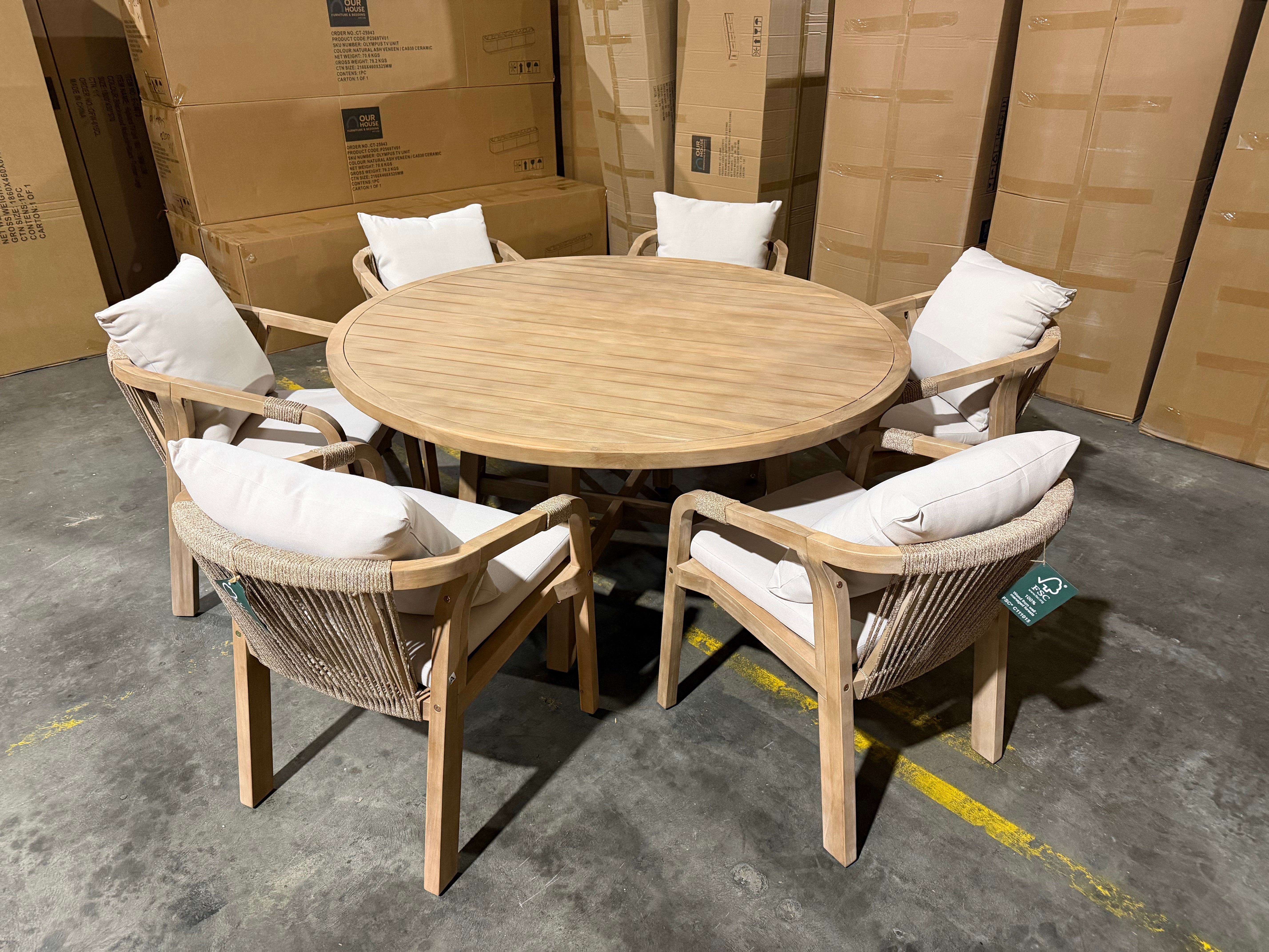 Replay 7 PCE Outdoor Setting 1500 Round Table 6 X Chairs