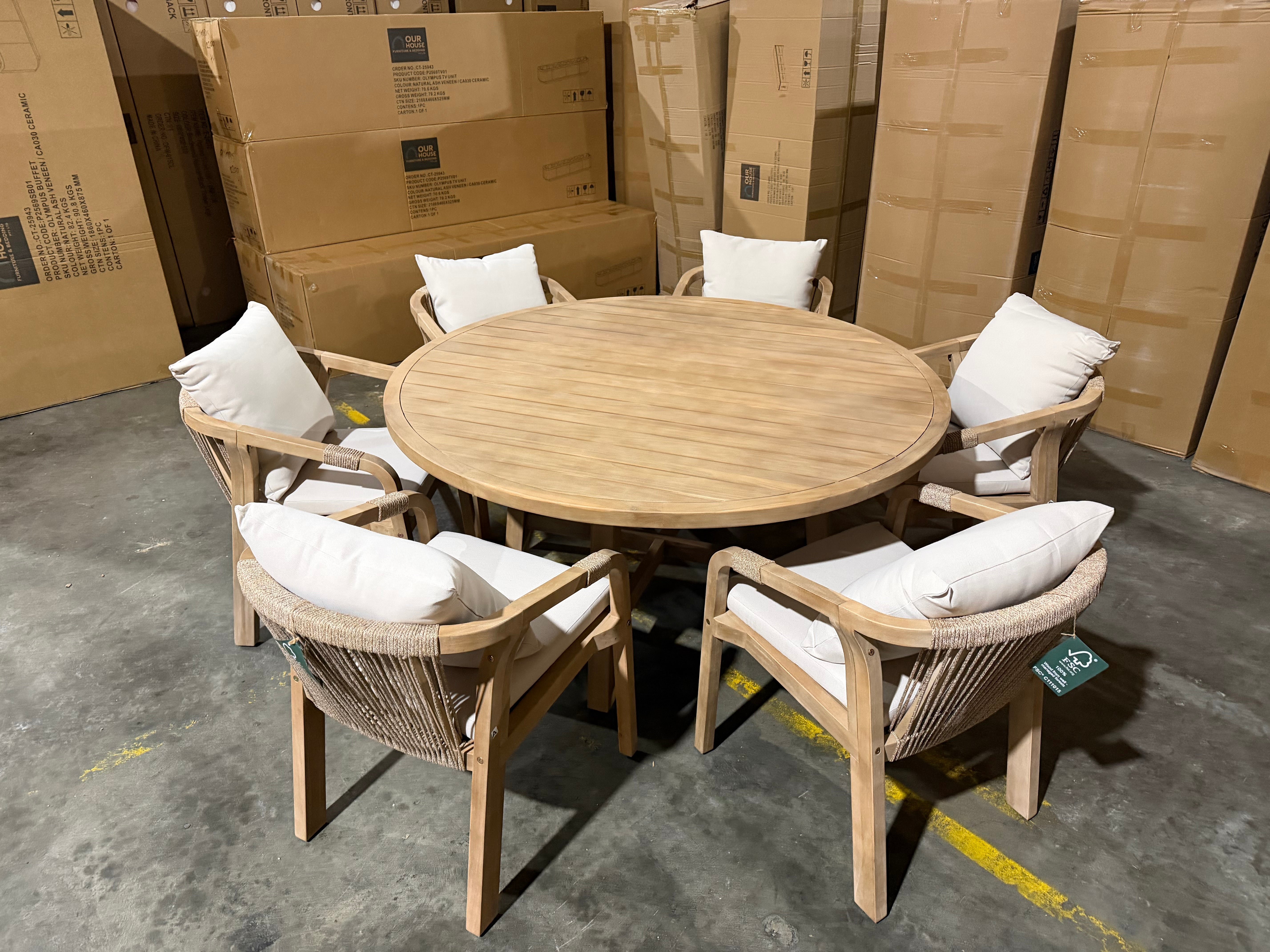 Replay 7 PCE Outdoor Setting 1500 Round Table 6 X Chairs