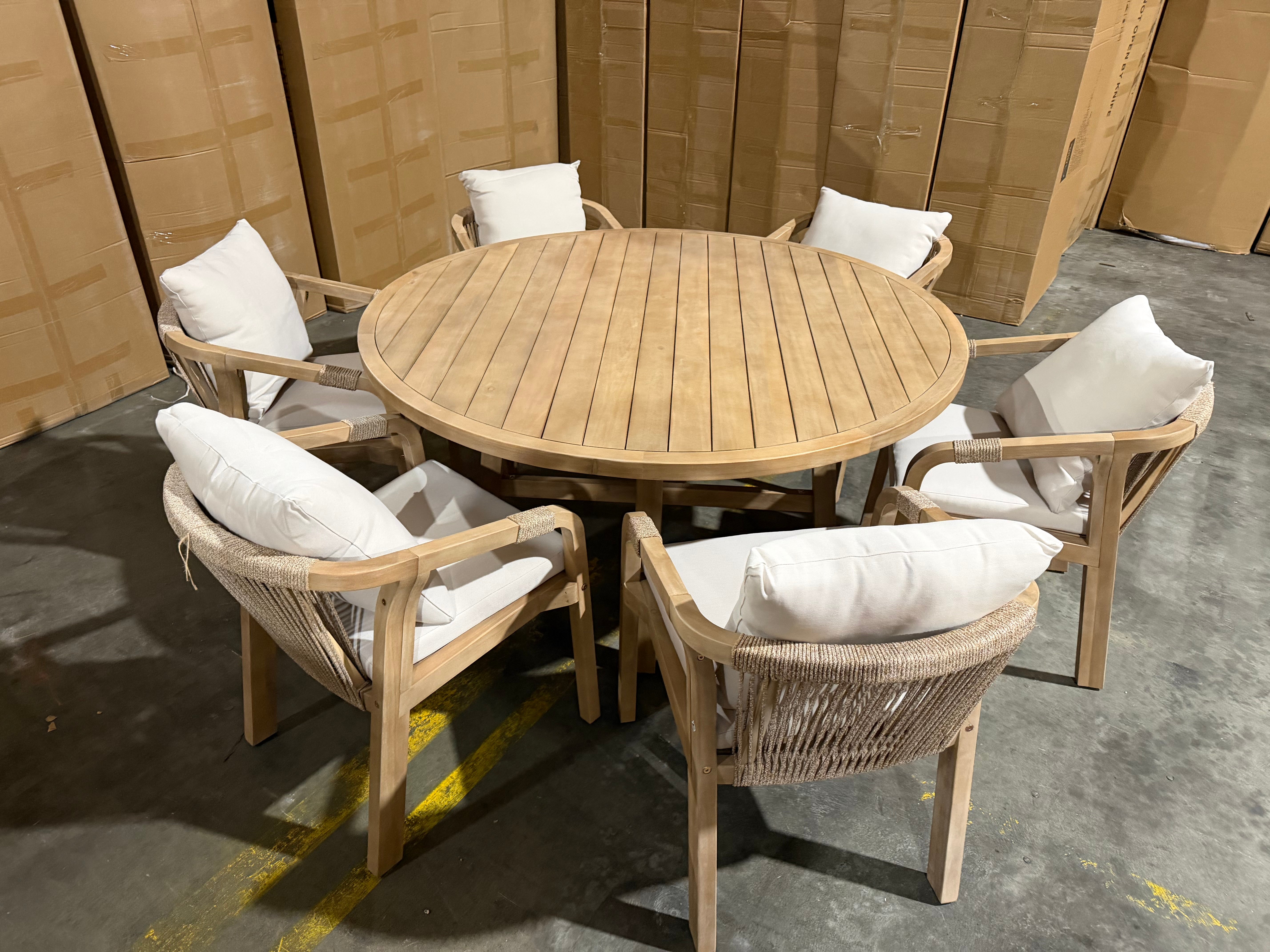 Replay 7 PCE Outdoor Setting 1500 Round Table 6 X Chairs