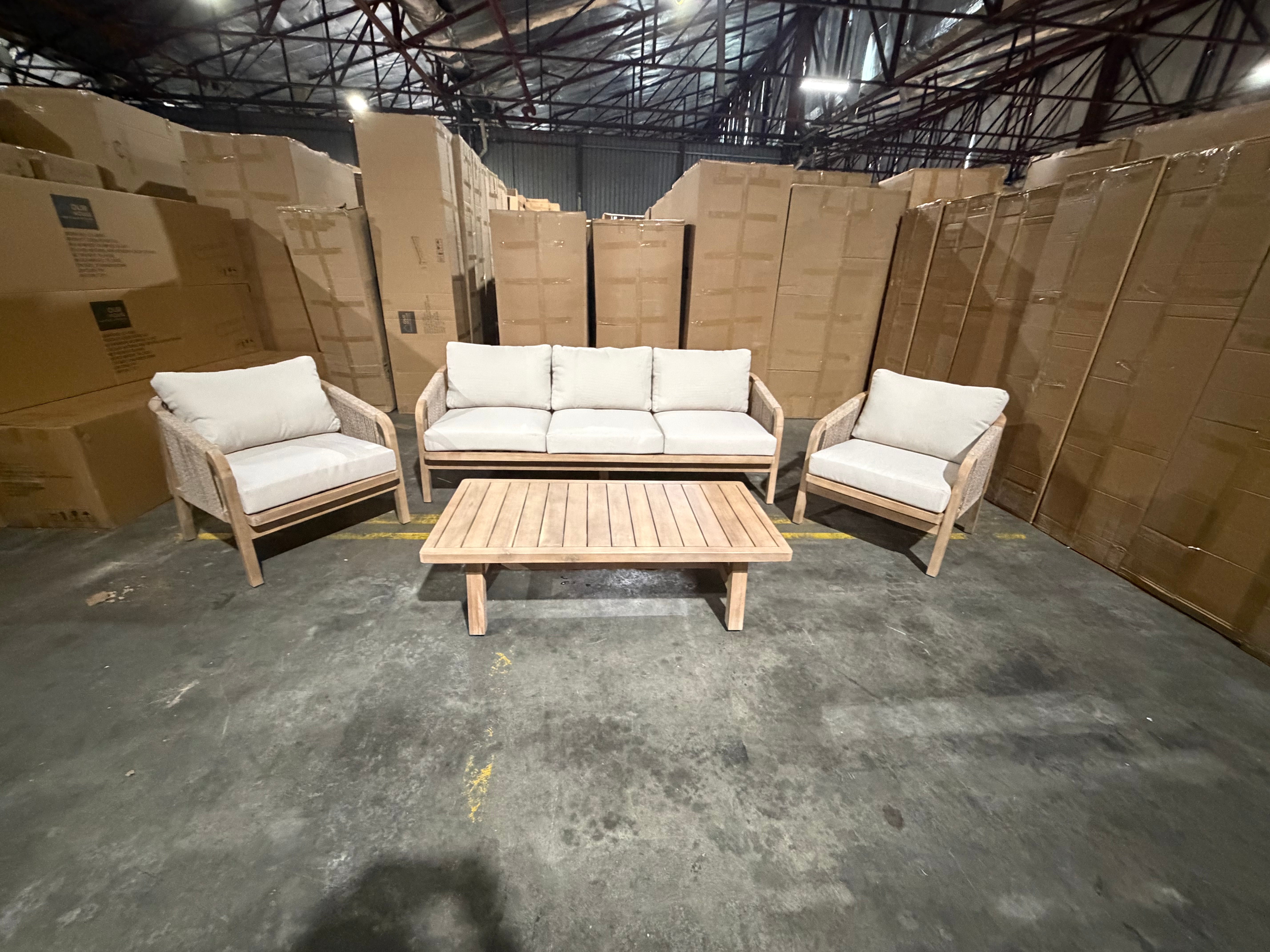 Replay 4pce Outdoor Lounge 3 seater 2 x Singles & Coffee Table