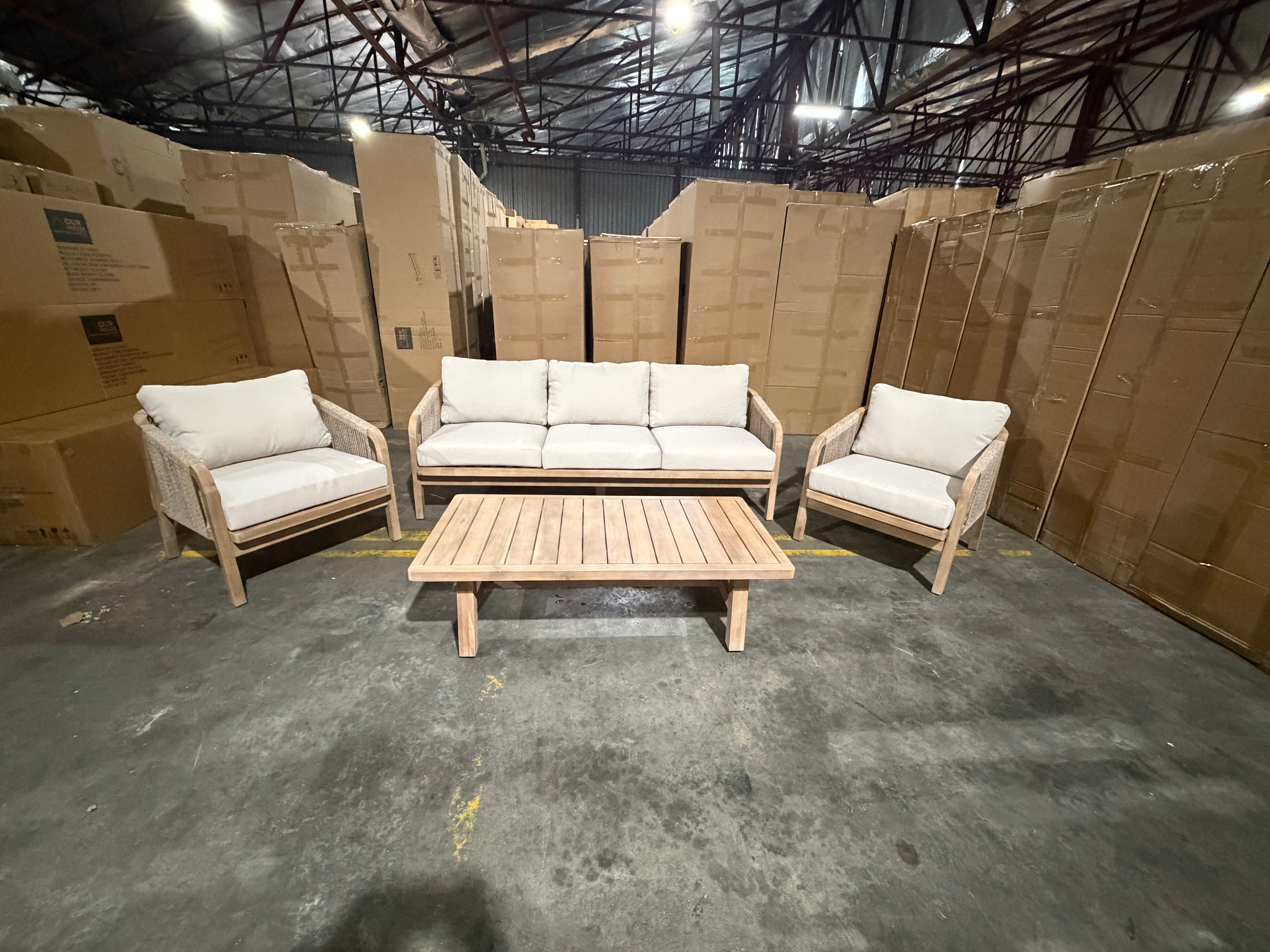 Replay 4pce Outdoor Lounge 3 seater 2 x Singles & Coffee Table