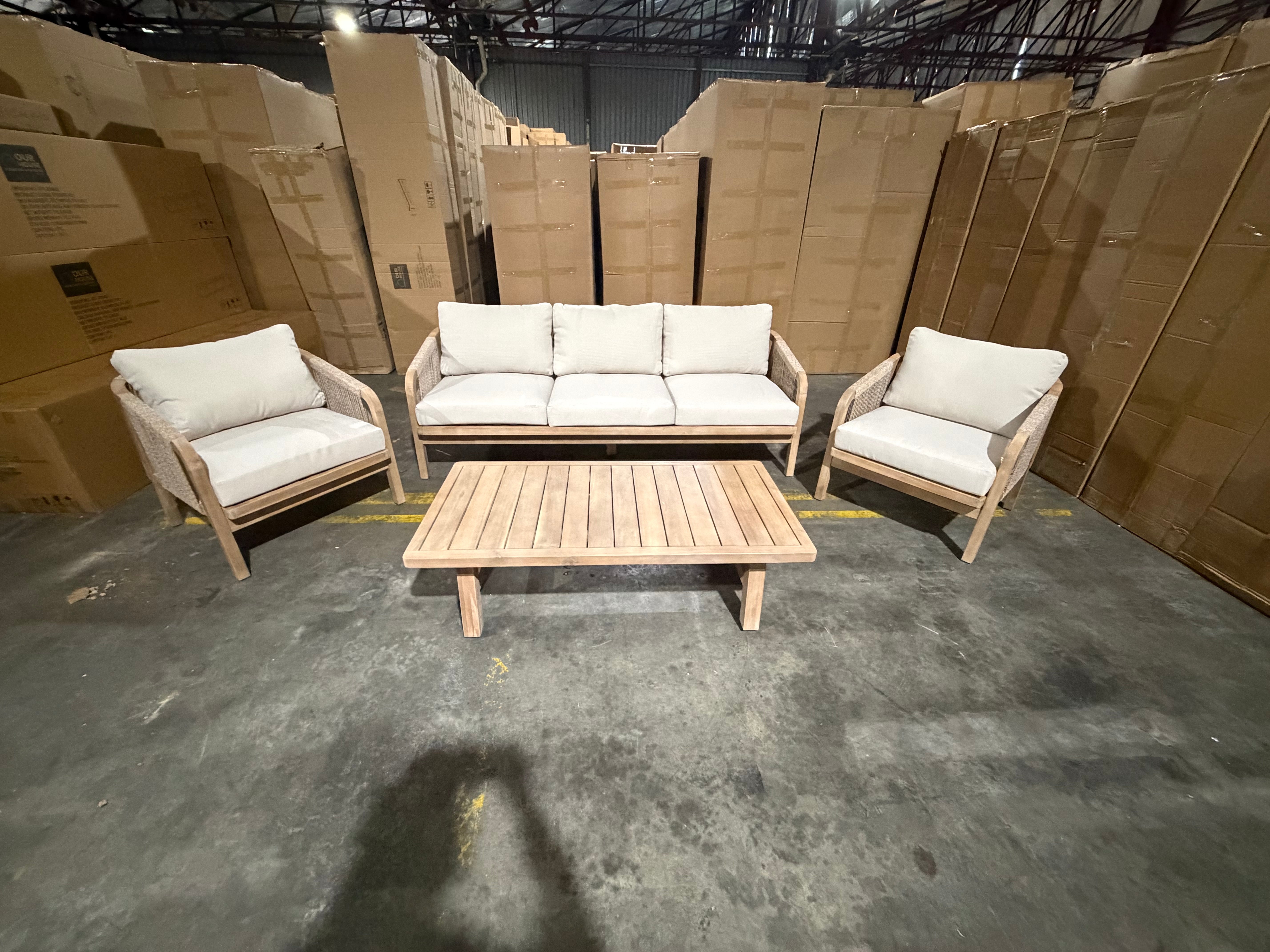 Replay 4pce Outdoor Lounge 3 seater 2 x Singles & Coffee Table