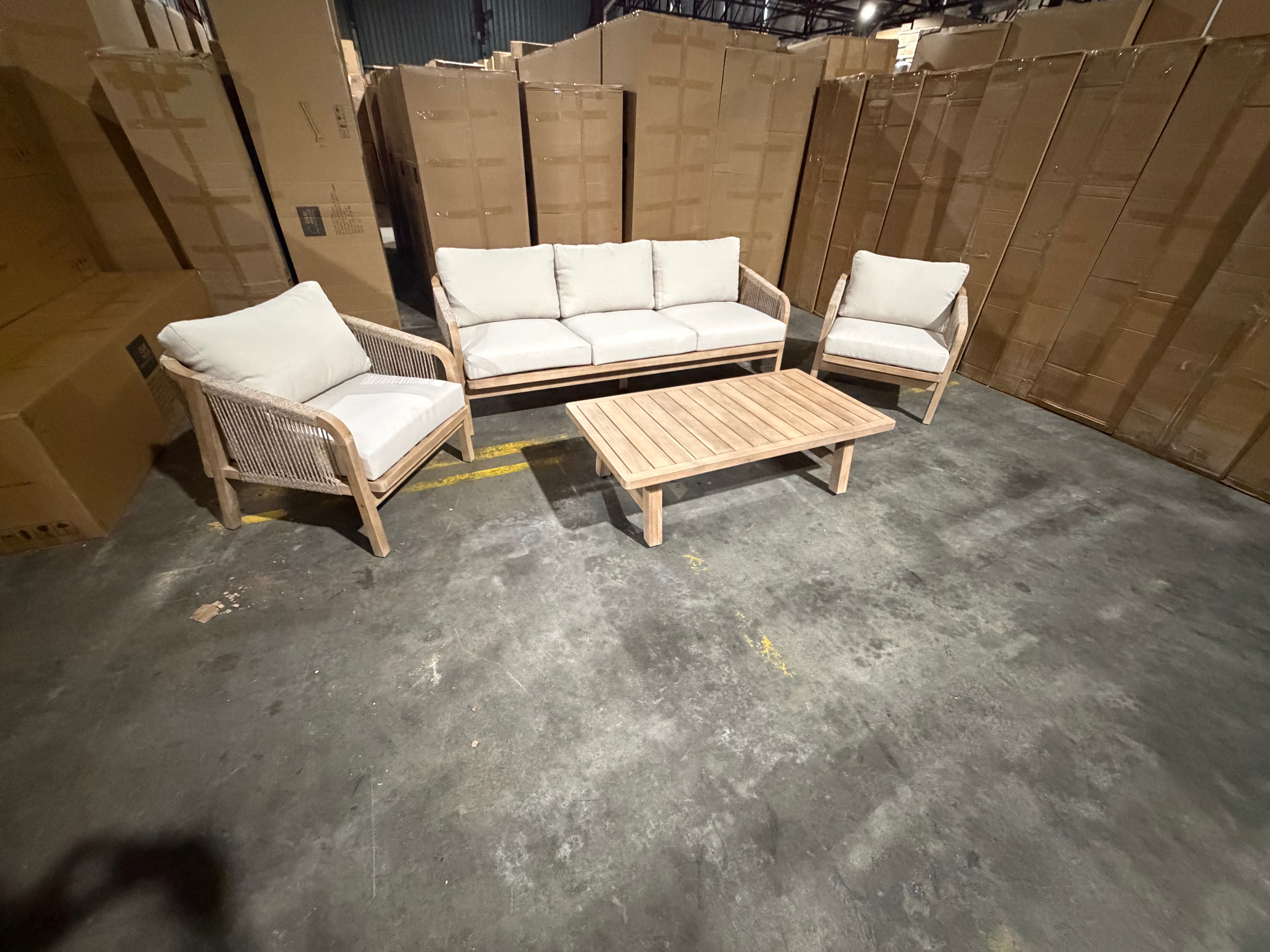 Replay 4pce Outdoor Lounge 3 seater 2 x Singles & Coffee Table