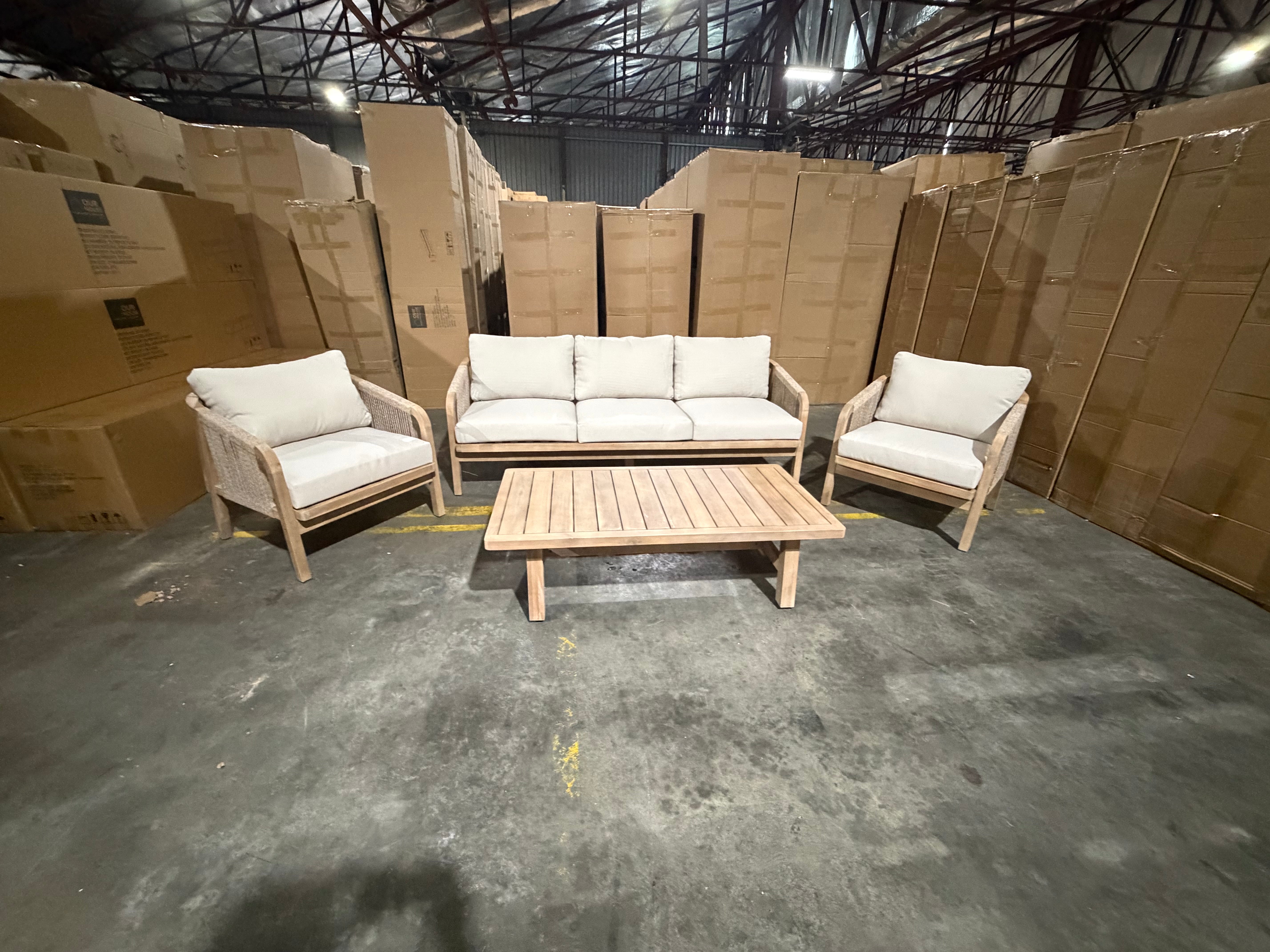 Replay 4pce Outdoor Lounge 3 seater 2 x Singles & Coffee Table