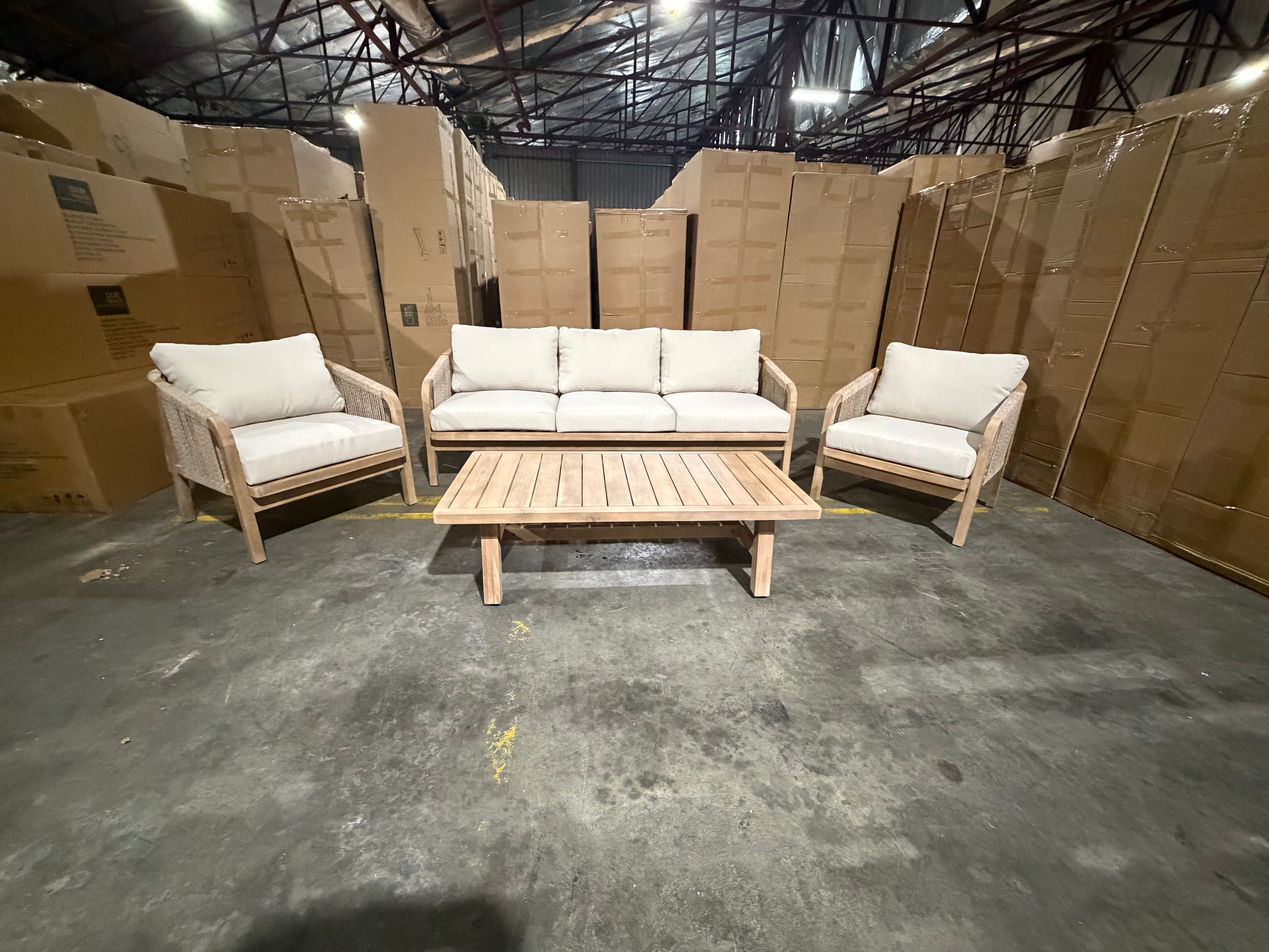 Replay 4pce Outdoor Lounge 3 seater 2 x Singles & Coffee Table