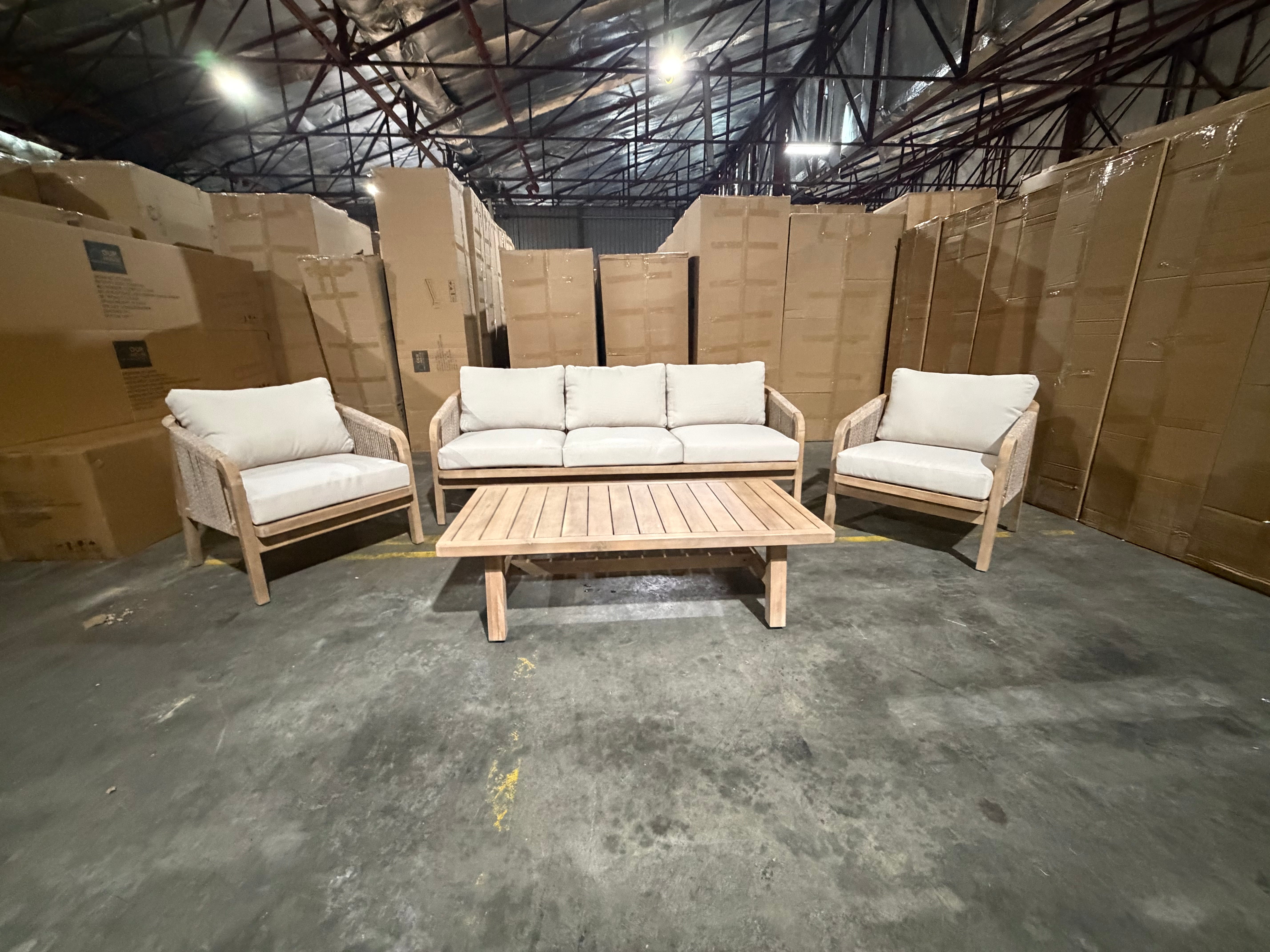 Replay 4pce Outdoor Lounge 3 seater 2 x Singles & Coffee Table