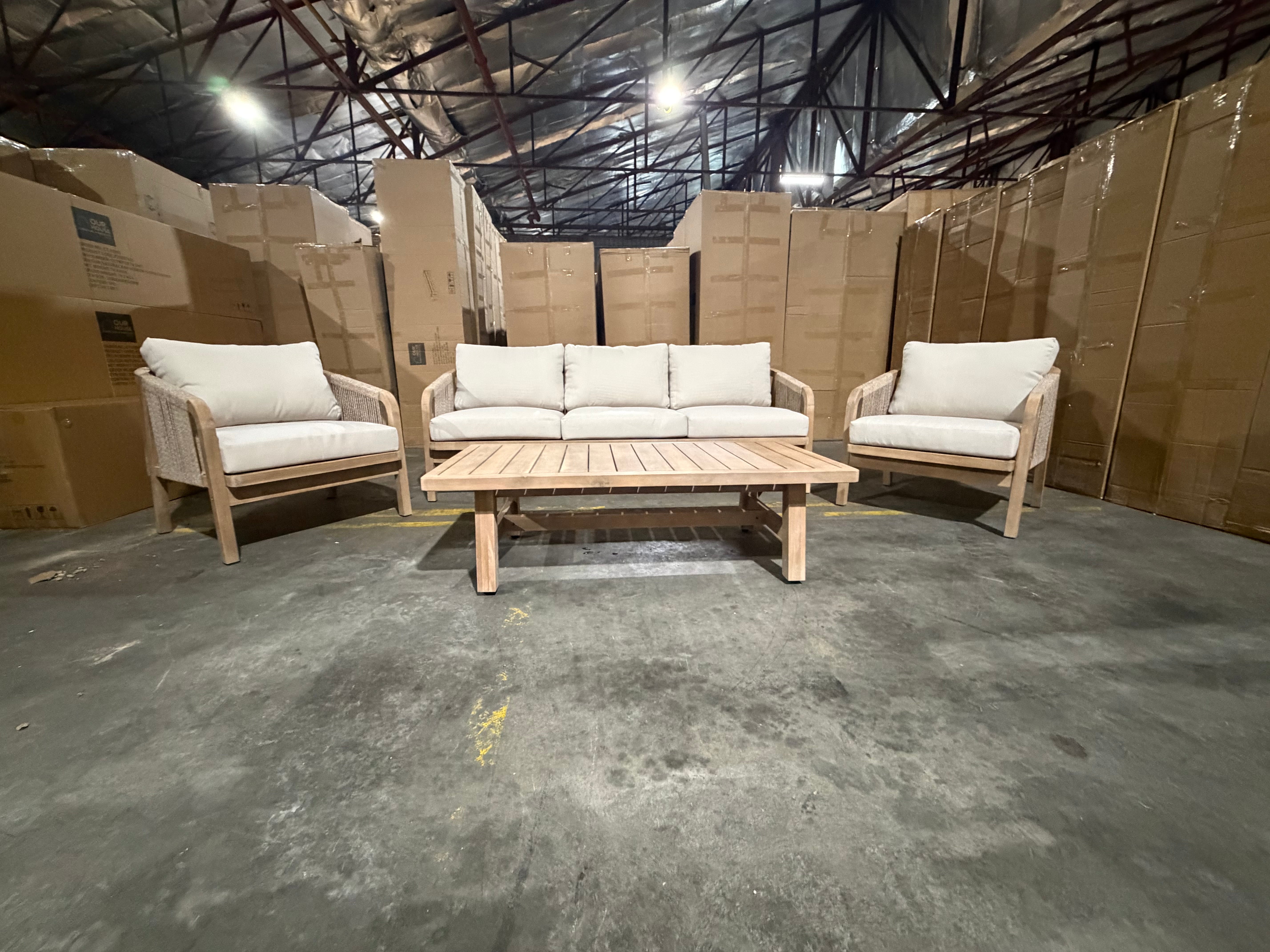 Replay 4pce Outdoor Lounge 3 seater 2 x Singles & Coffee Table