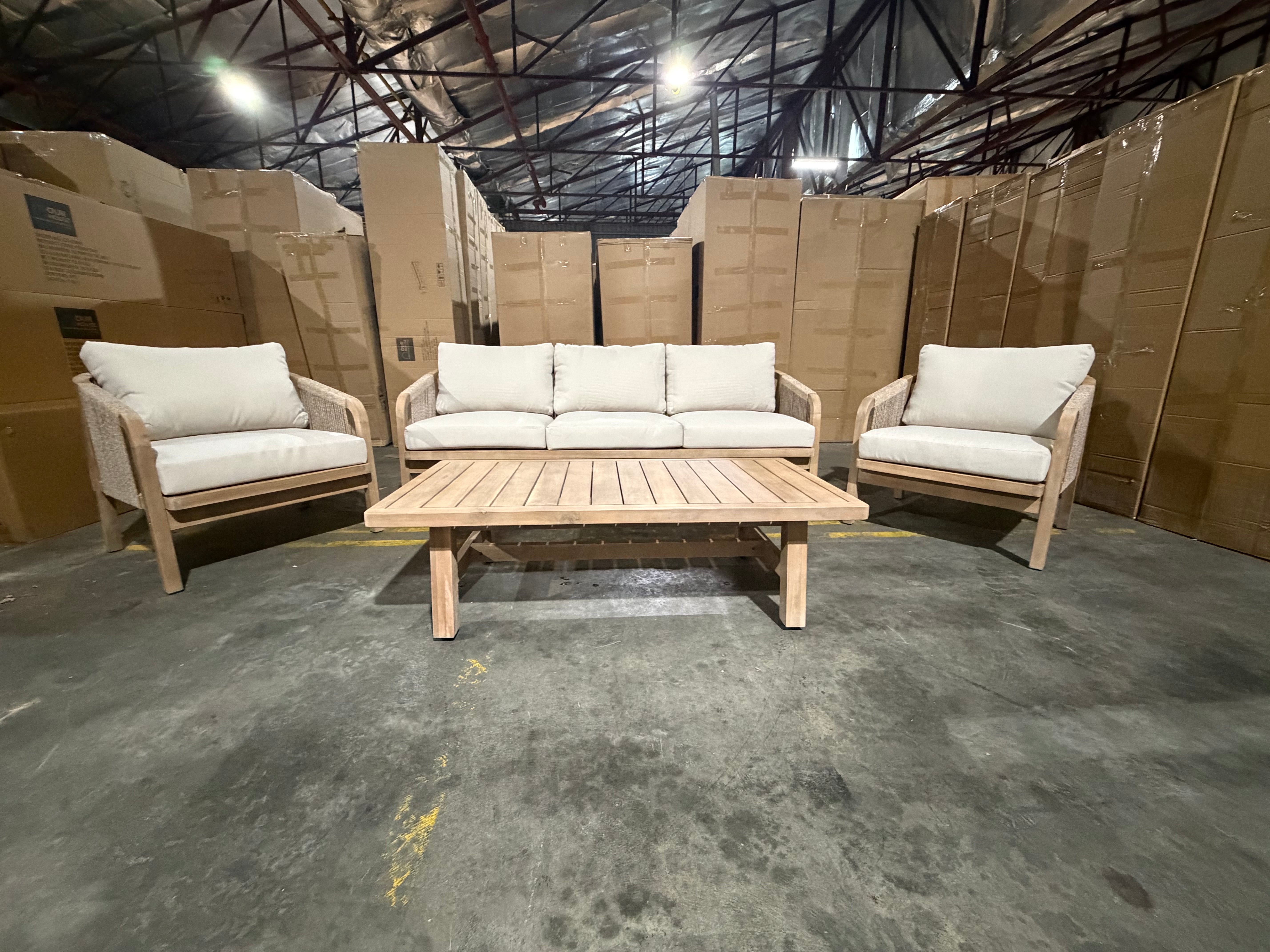 Replay 4pce Outdoor Lounge 3 seater 2 x Singles & Coffee Table