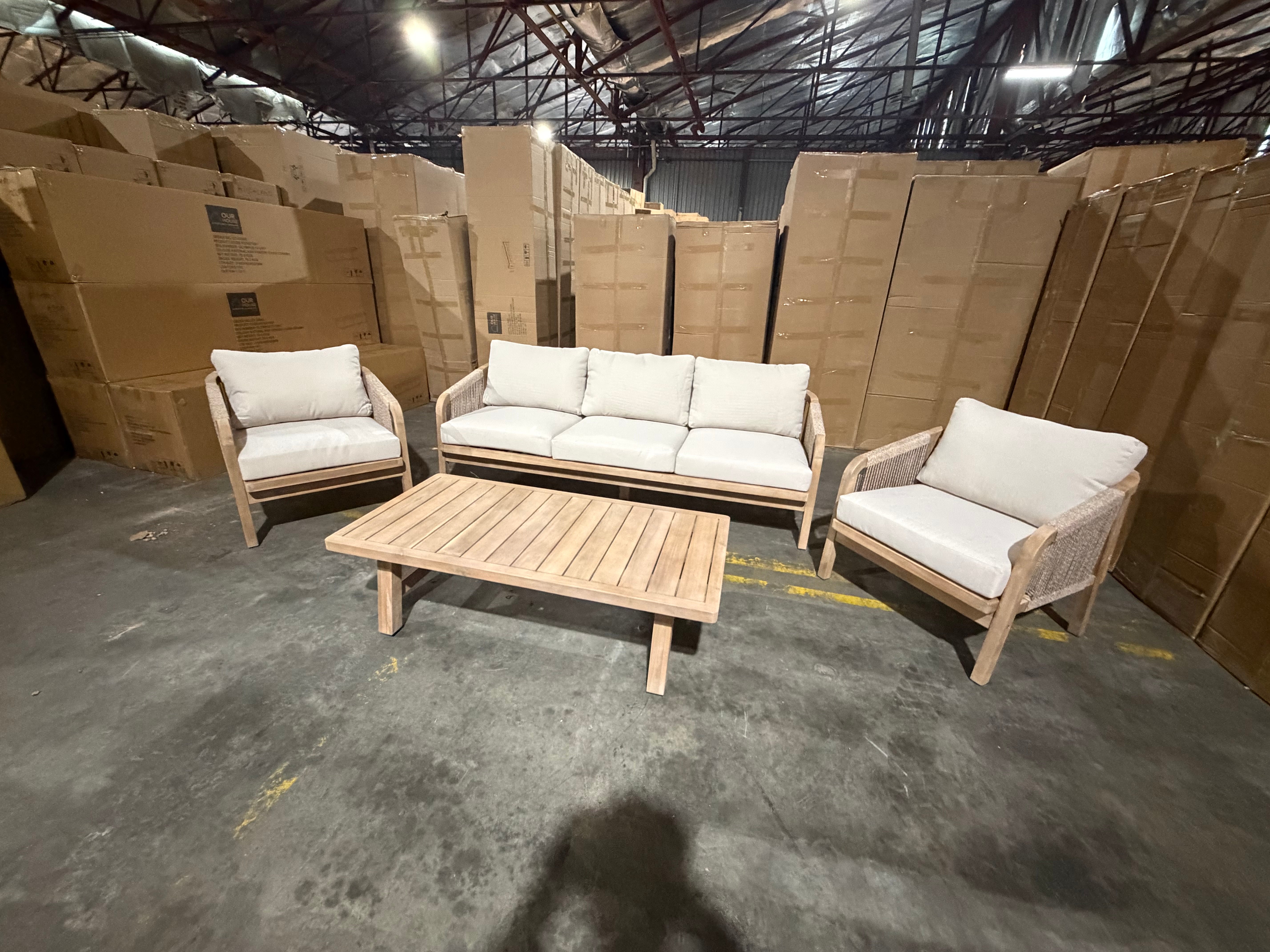 Replay 4pce Outdoor Lounge 3 seater 2 x Singles & Coffee Table