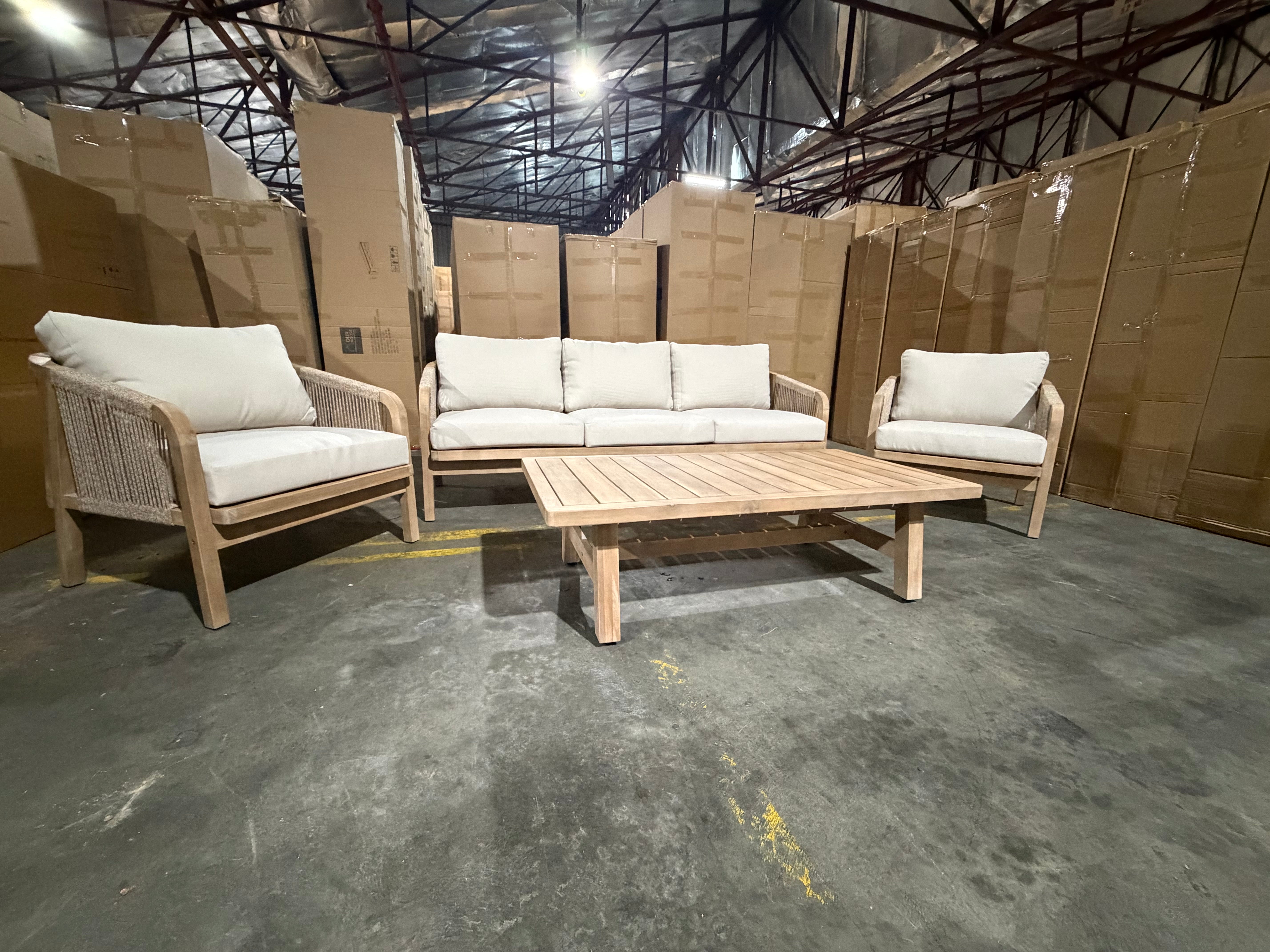 Replay 4pce Outdoor Lounge 3 seater 2 x Singles & Coffee Table